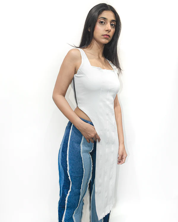 Rising Among Curve ASYM Top - White