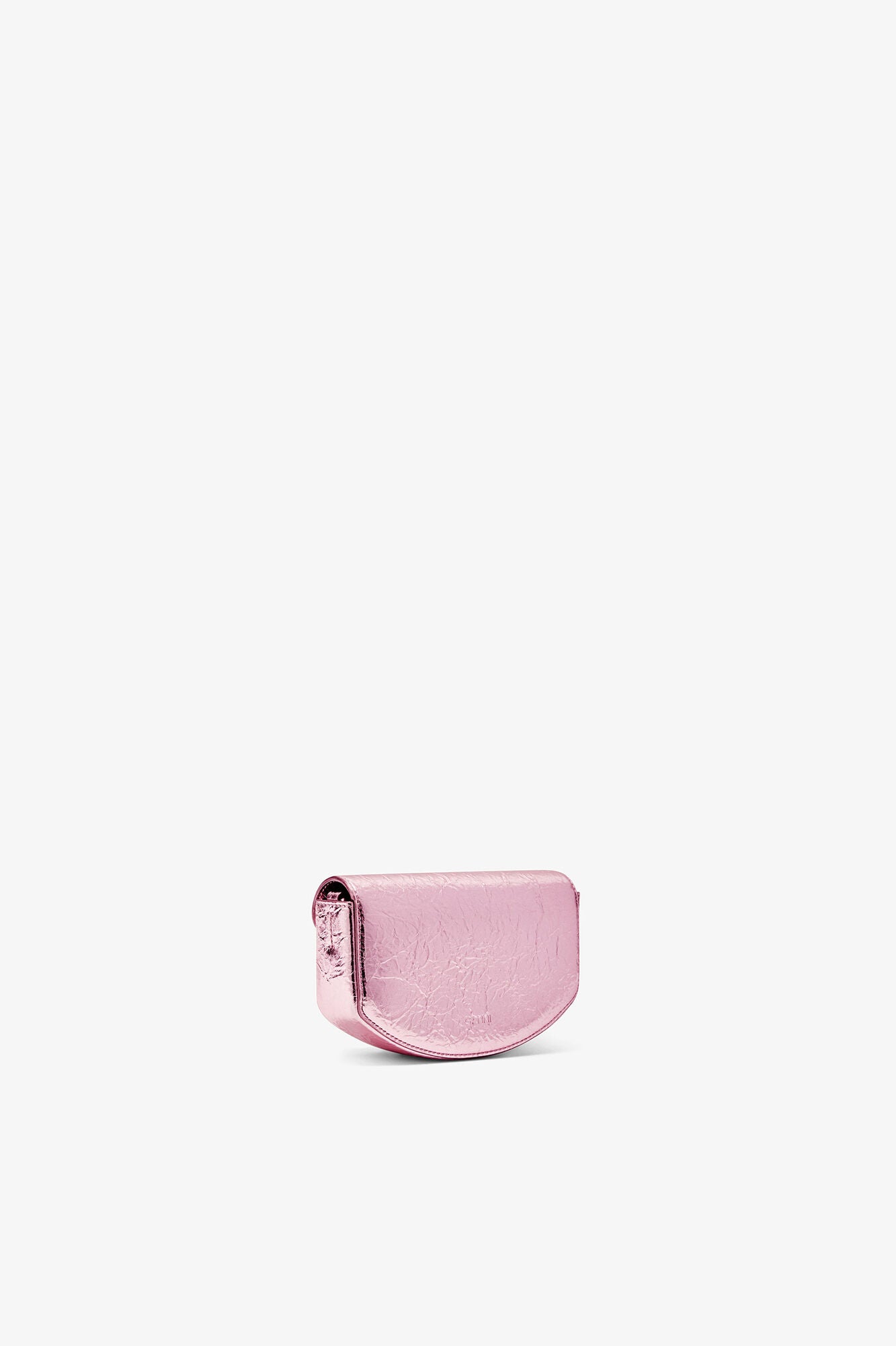 GANNI Lulu Wallet On Chain in Metallic - Silver Pink