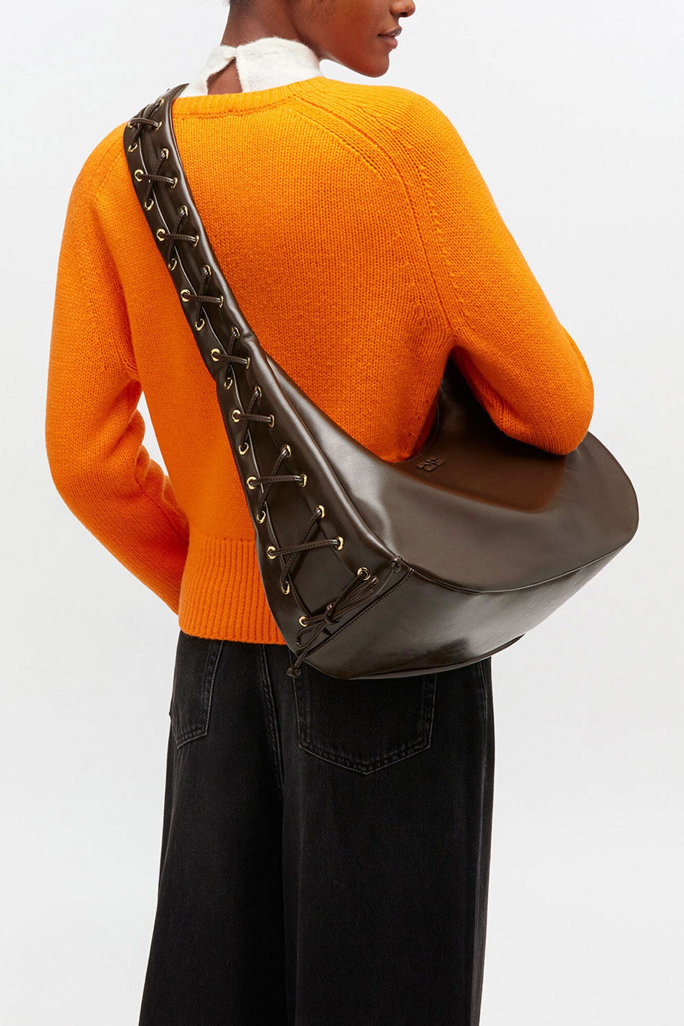 GANNI Medium Laces Hobo Bag - Dark Olive