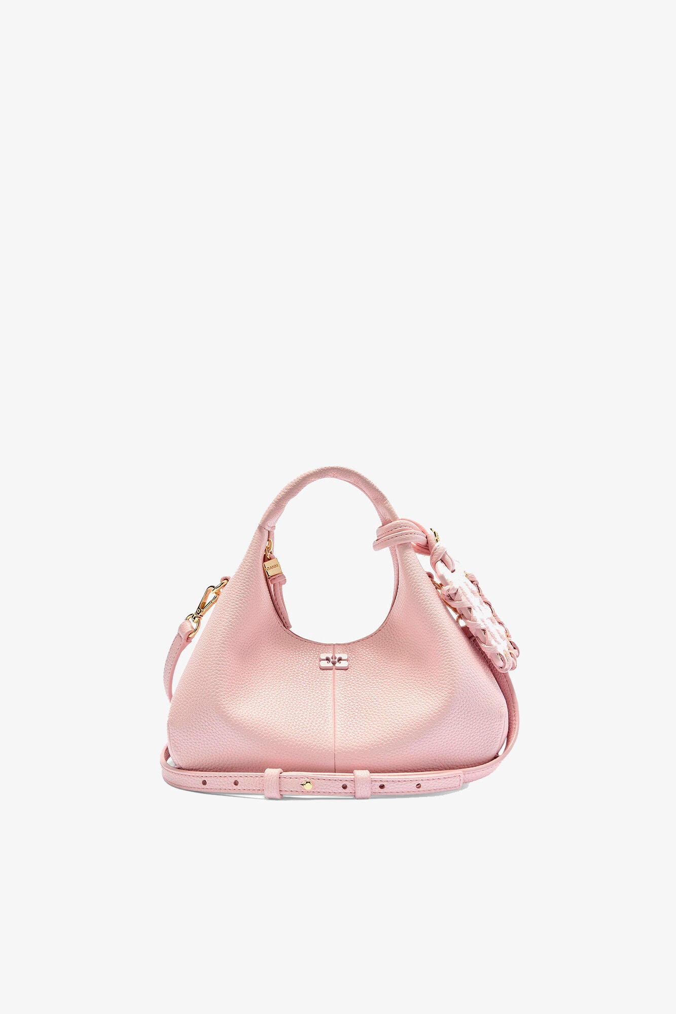 GANNI Grained Mini Hobo Bag - Chalk Pink
