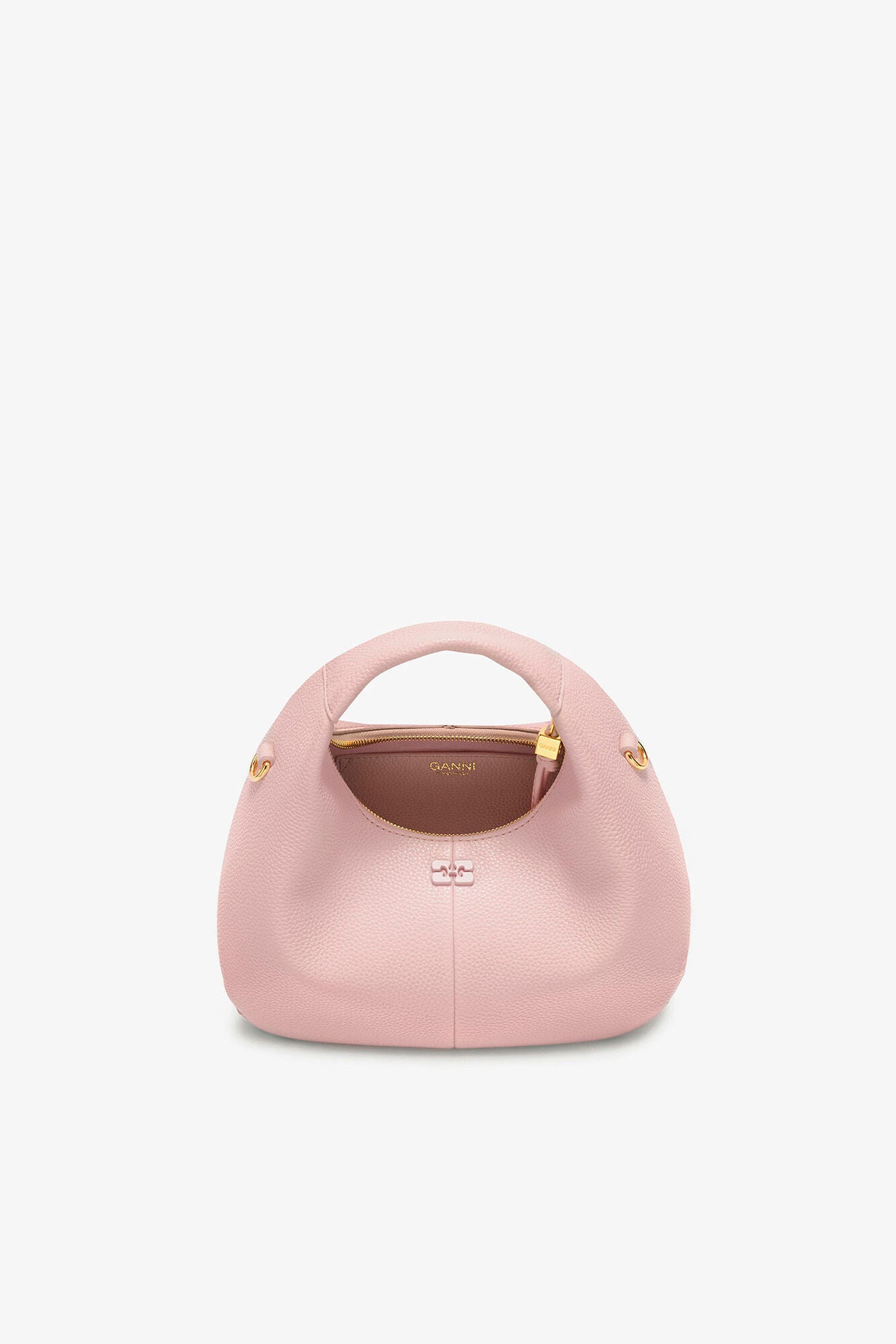 GANNI Grained Mini Hobo Bag - Chalk Pink