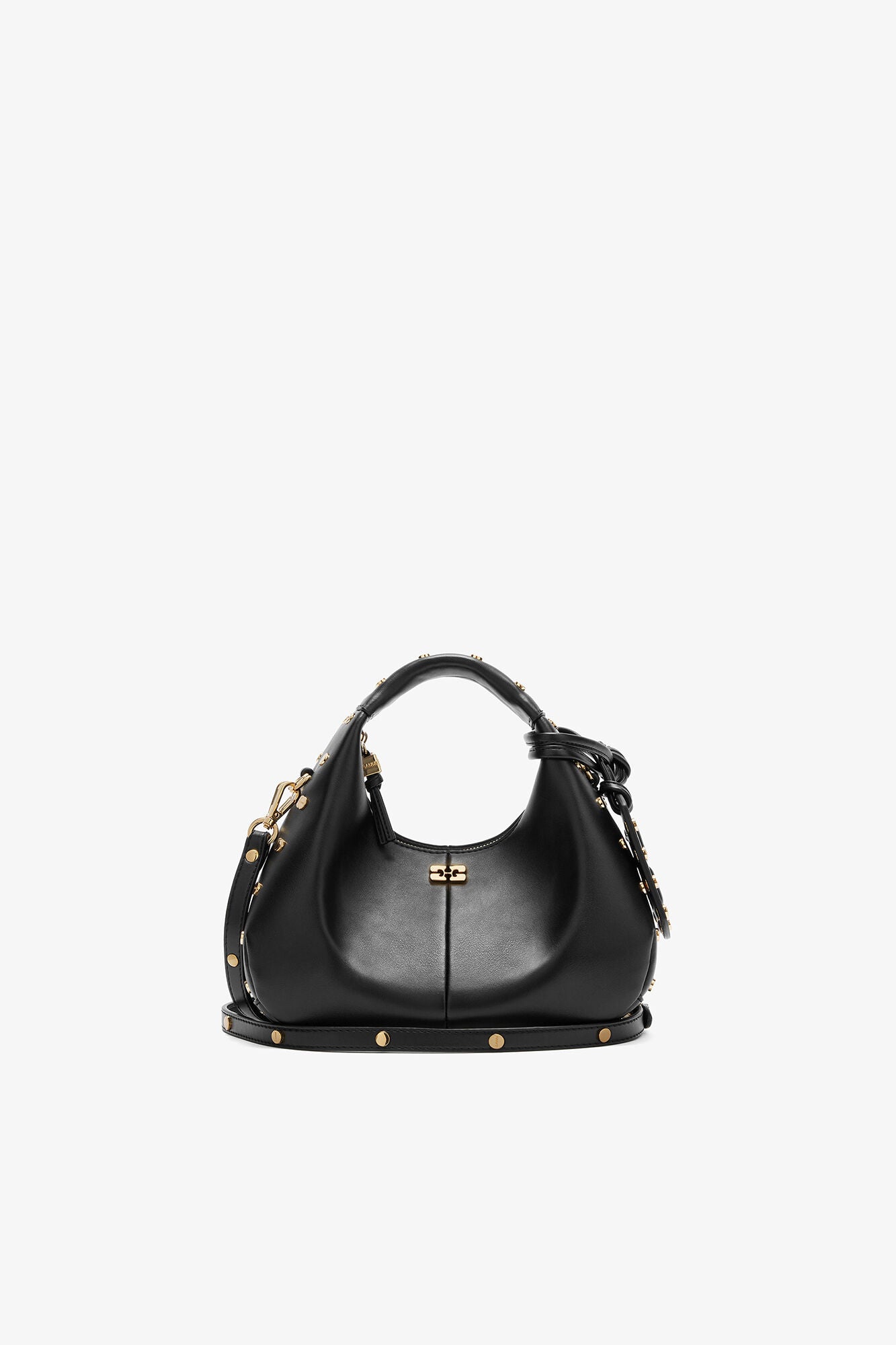 GANNI Mini Hobo Bag Studs in Black - Black