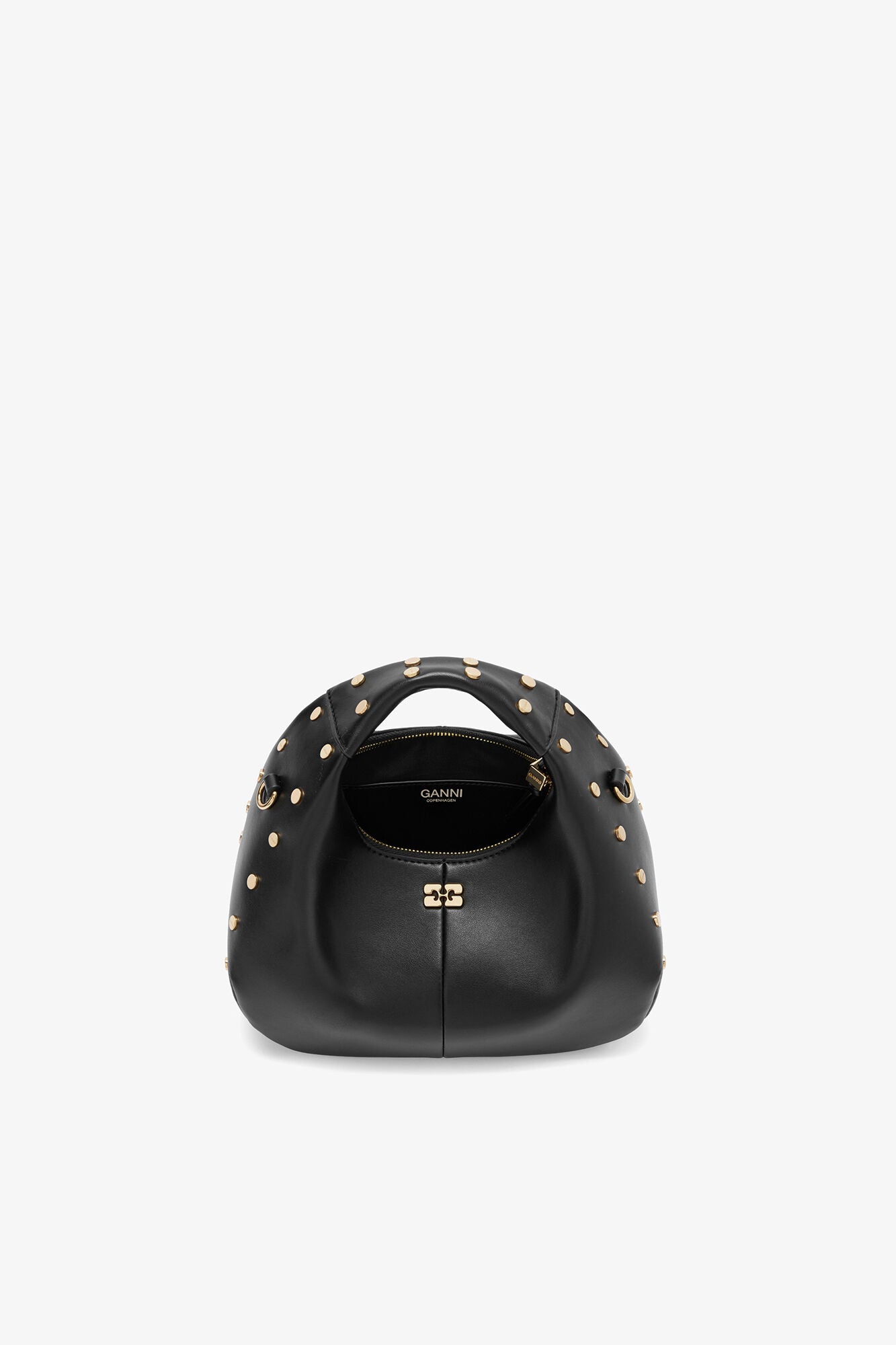 GANNI Mini Hobo Bag Studs in Black - Black