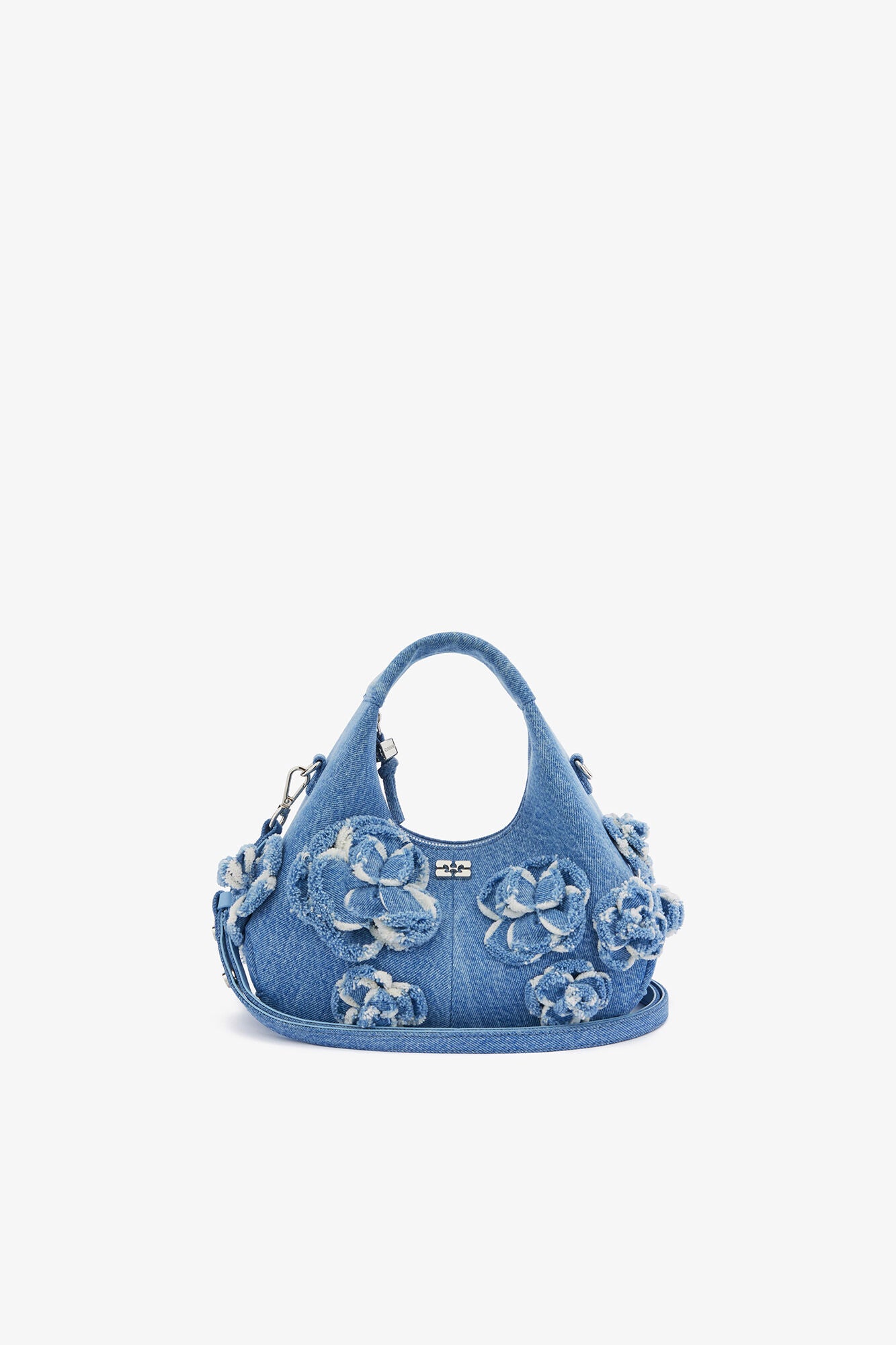 GANNI Mini Hobo Bag in Blue Denim - Light Blue Vintage