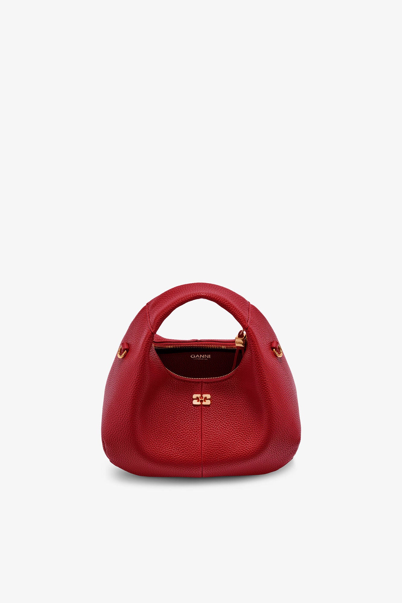 GANNI Grained Mini Hobo Bag - Red Dahlia
