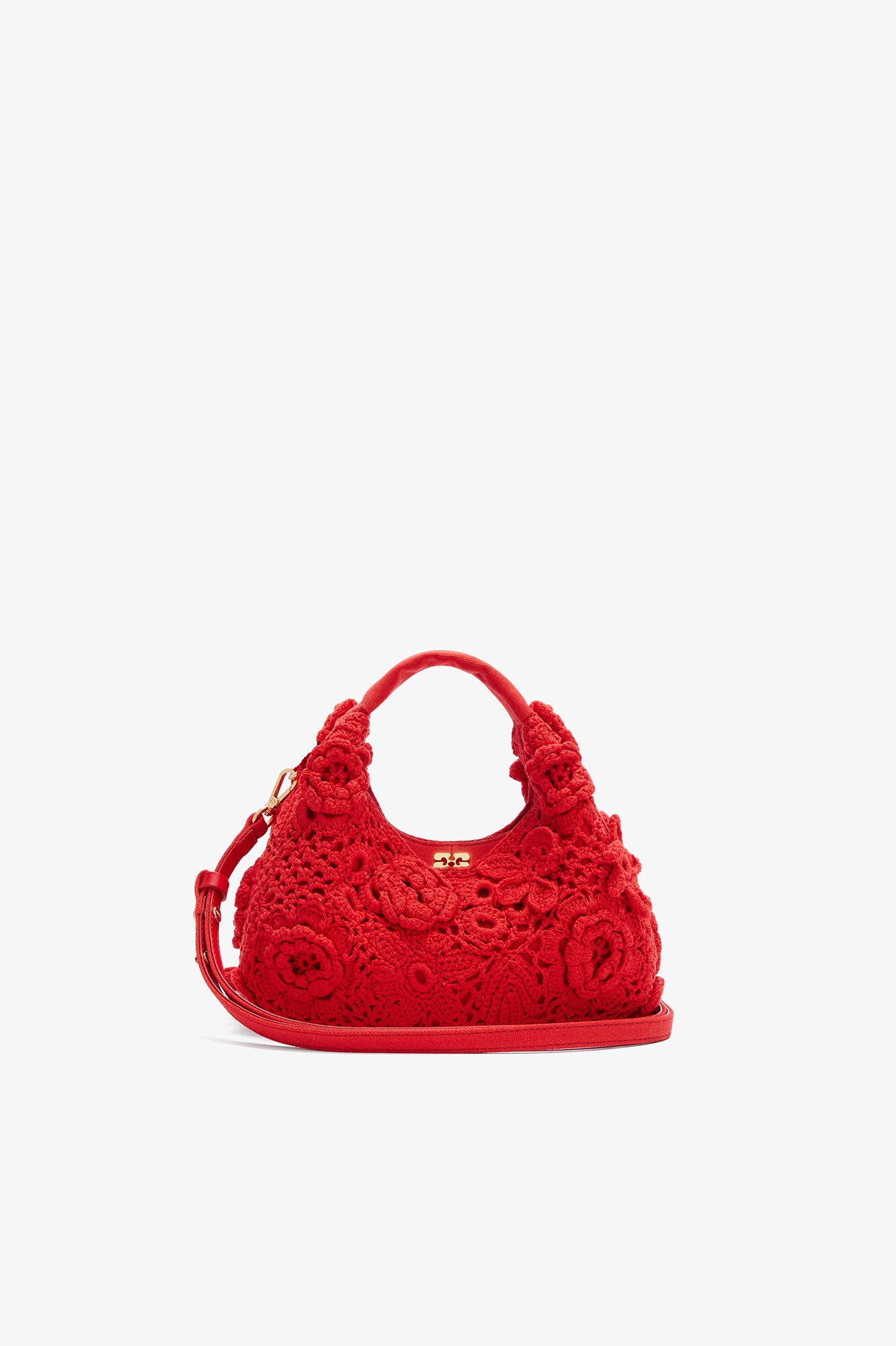 GANNI Mini Hobo Bag in Red Crochet - Goji Berry