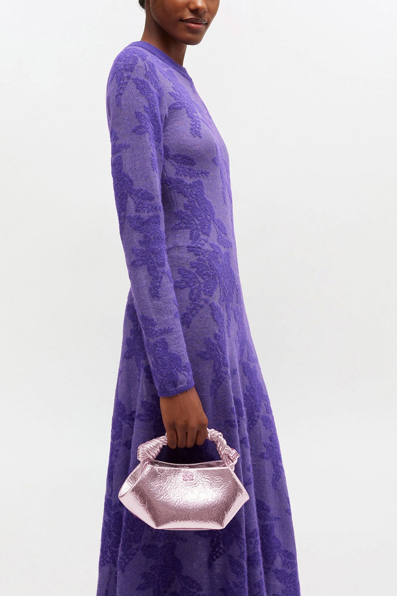 GANNI Metallic Mini Bou Bag - Silver Pink