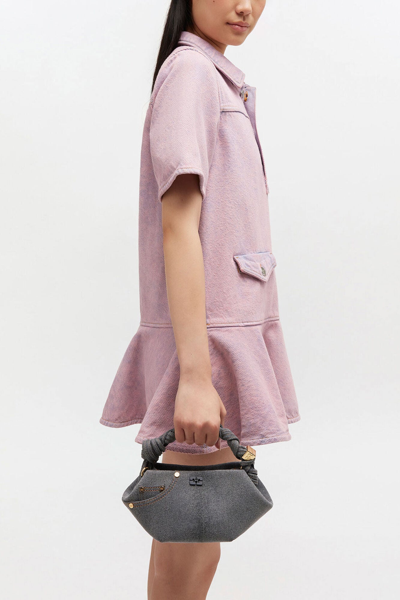 GANNI Washed Grey Mini Bou Bag - Lava Smoke