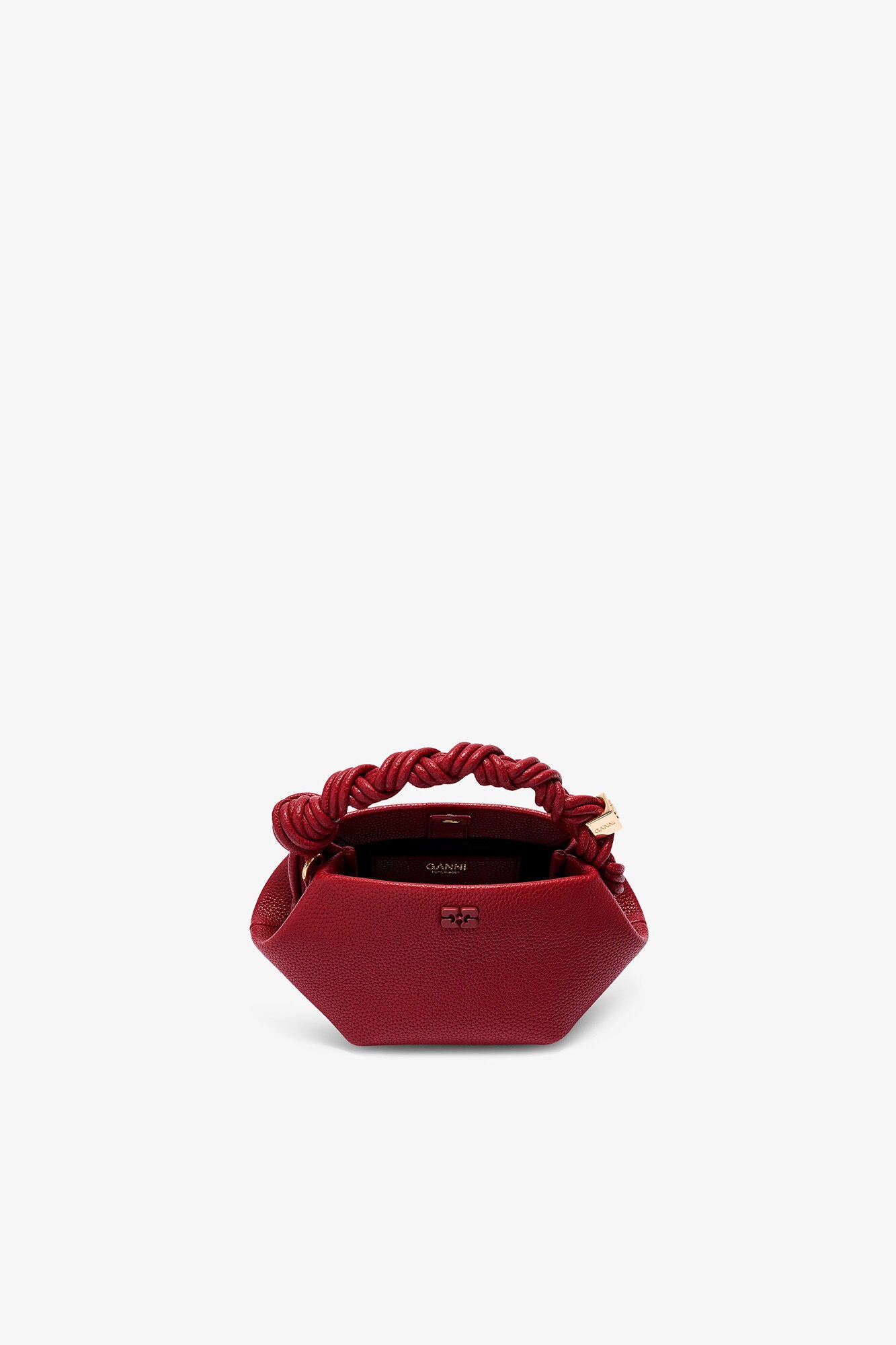 GANNI Burgundy Grained Mini Bou Bag - Red Dahlia