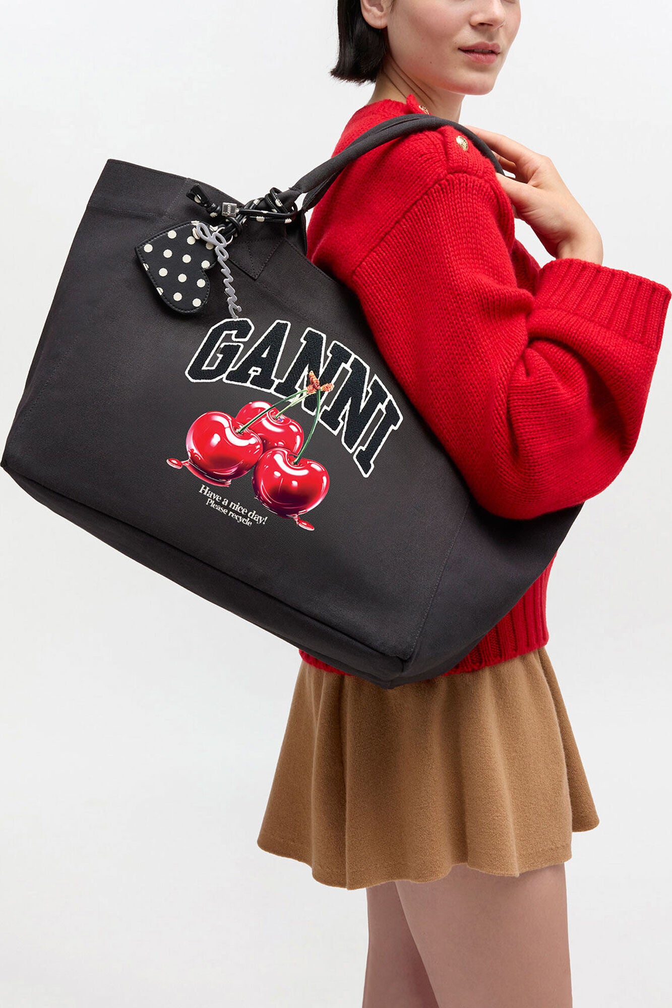 GANNI Black Medium Cherry Tote - Phantom