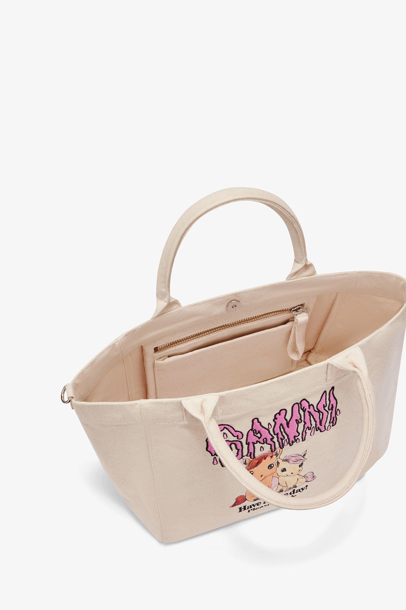GANNI Small Easy Pony Printed Shopper - Egret
