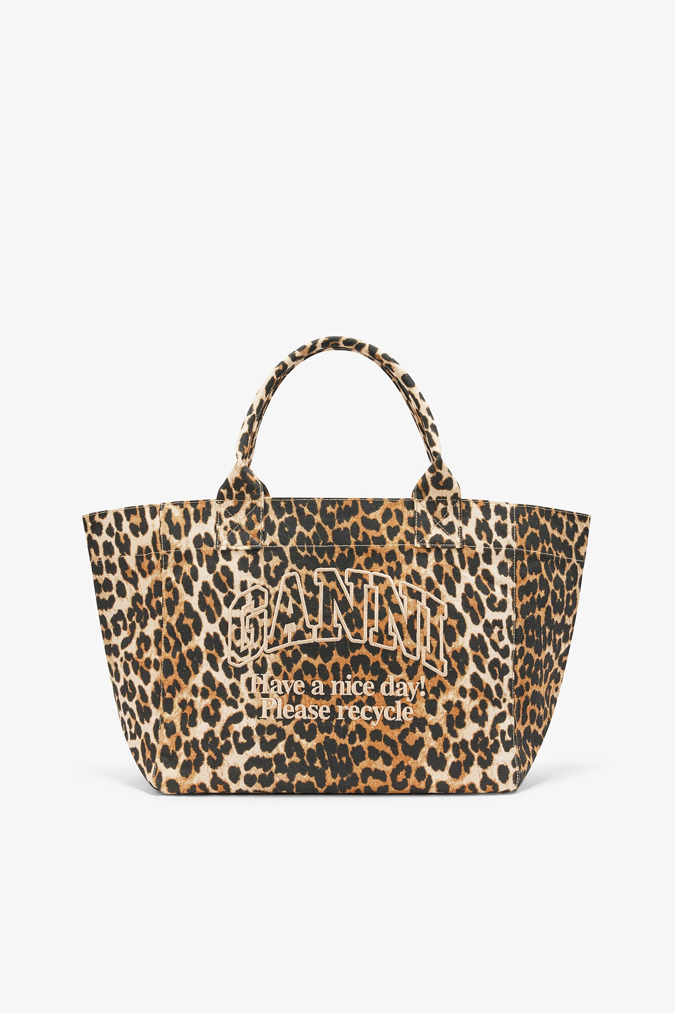 GANNI Leopard Medium Tote - Almond Milk
