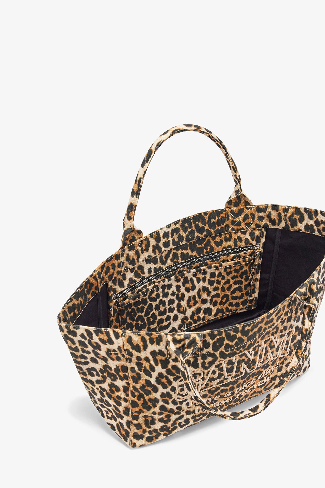 GANNI Leopard Medium Tote - Almond Milk