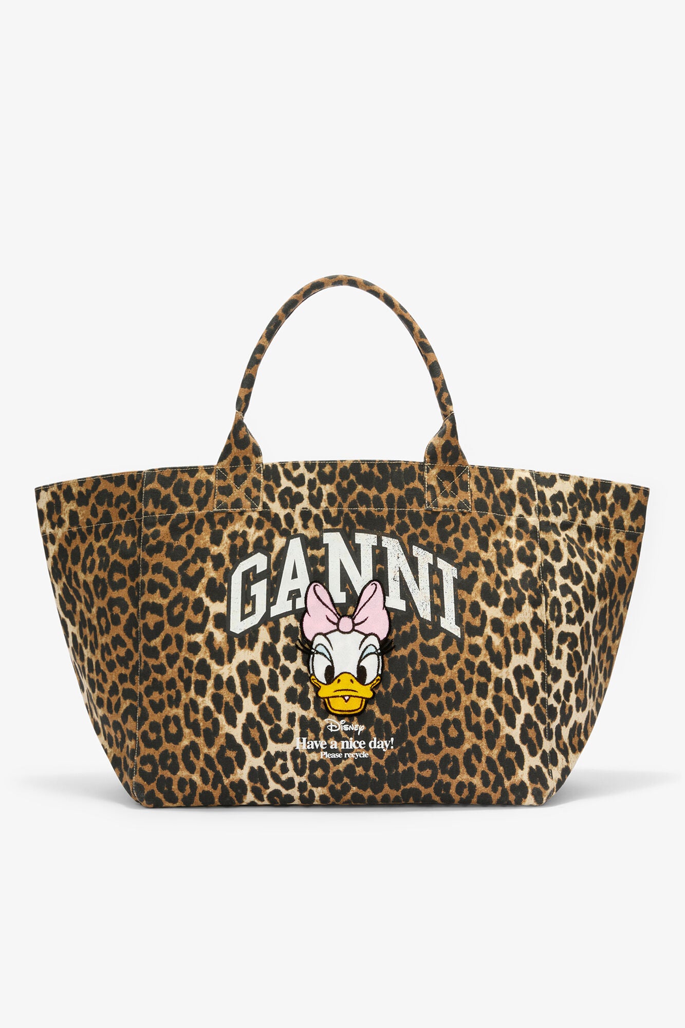 GANNI Daisy Duck Leopard XXL Tote - Almond Milk