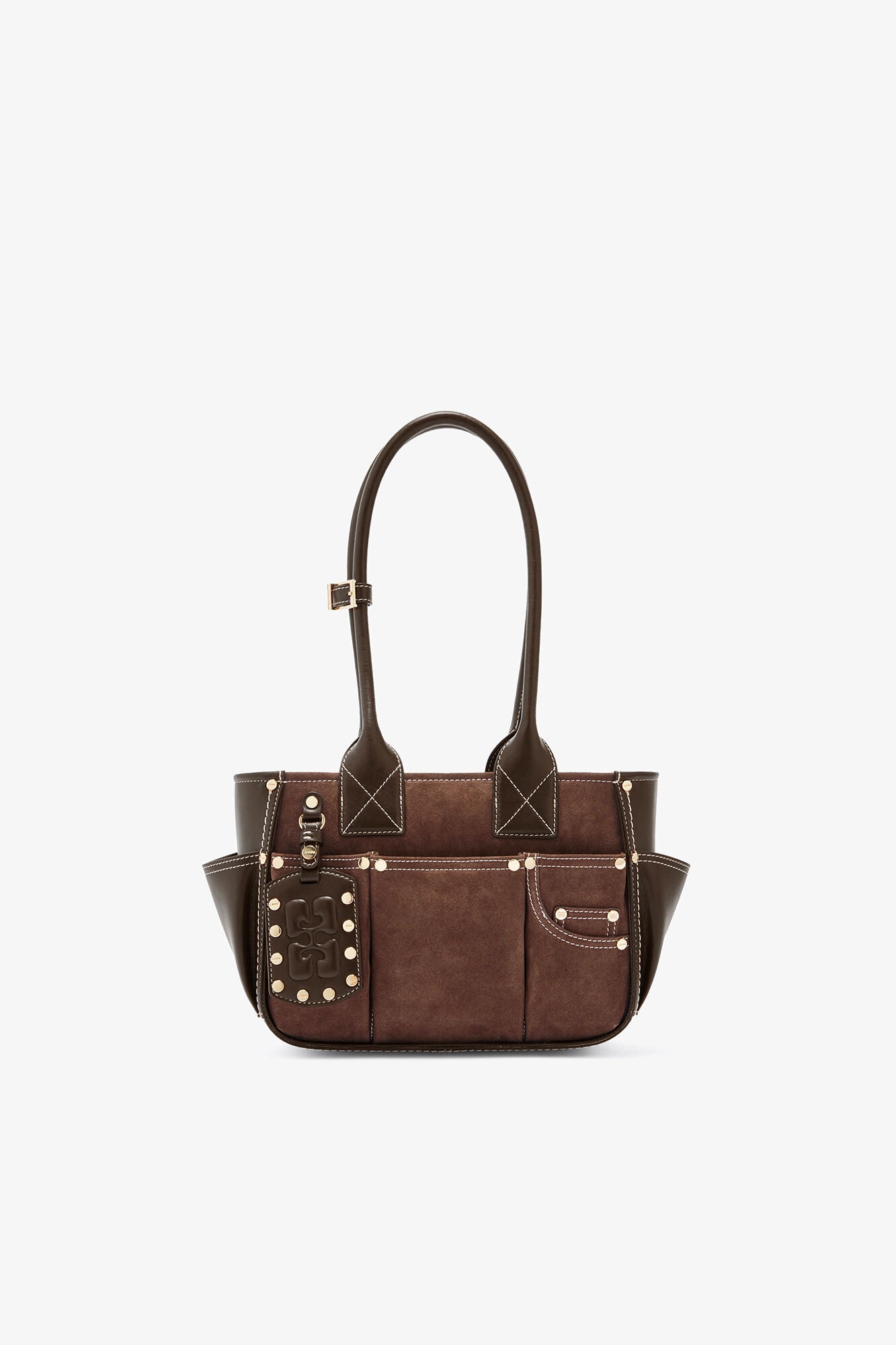 GANNI Small Posy Bag in Brown Suede - Chicory Coffee
