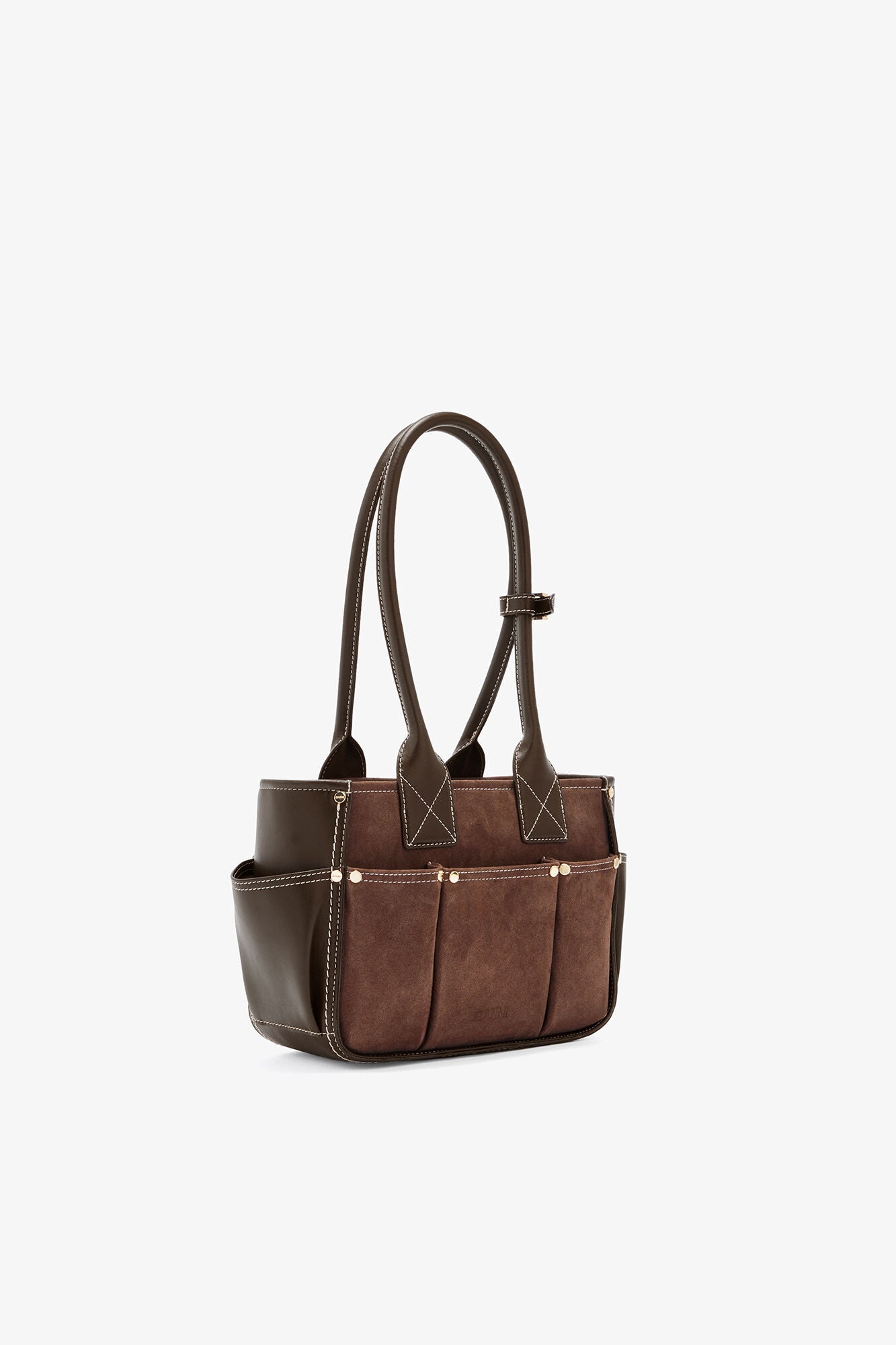 GANNI Small Posy Bag in Brown Suede - Chicory Coffee