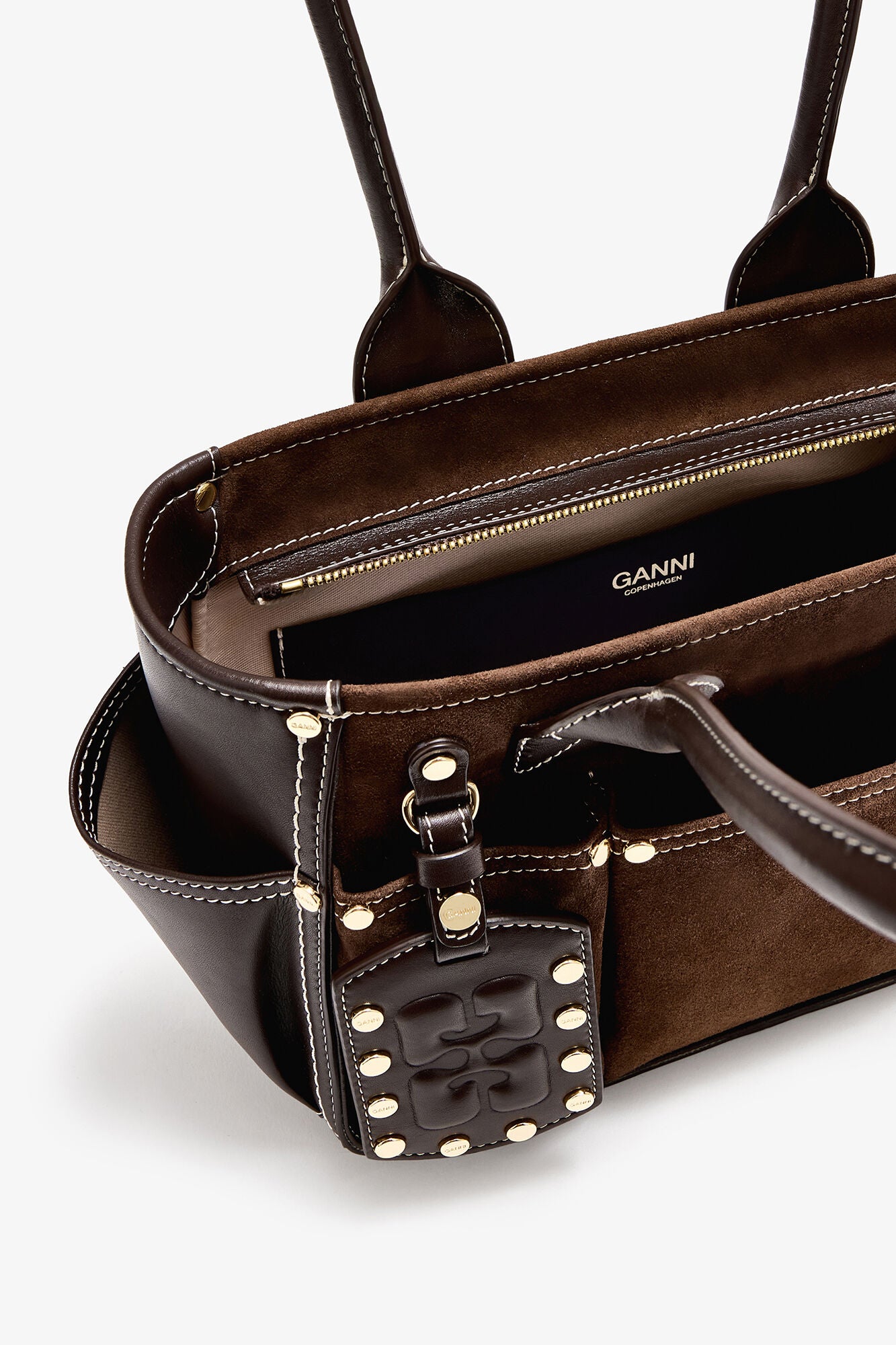 GANNI Small Posy Bag in Brown Suede - Chicory Coffee