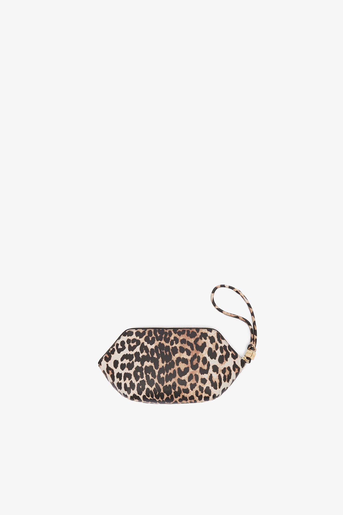 GANNI Bou Make Up Pouch in Grained Leopard - Almond Milk