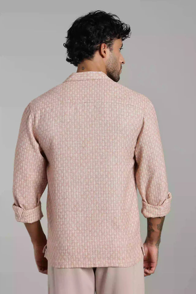 LYVN Slim Fit Jacquard Shirt - Dust Rose