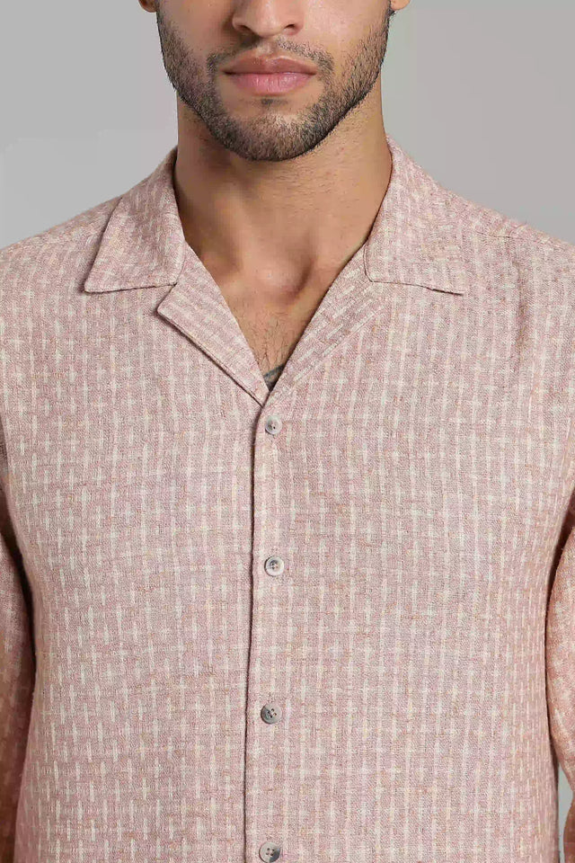 LYVN Slim Fit Jacquard Shirt - Dust Rose