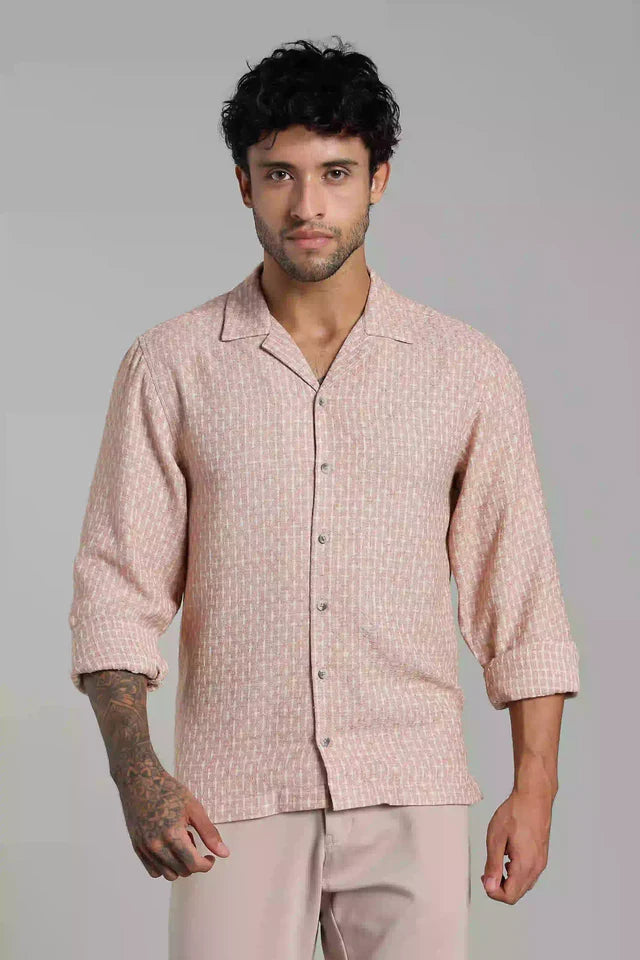 LYVN Slim Fit Jacquard Shirt - Dust Rose