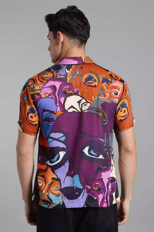 LYVN Relaxed Fit Surreal Identity Shirt - Purple