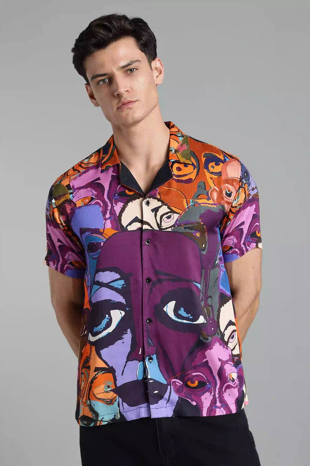 LYVN Relaxed Fit Surreal Identity Shirt - Purple