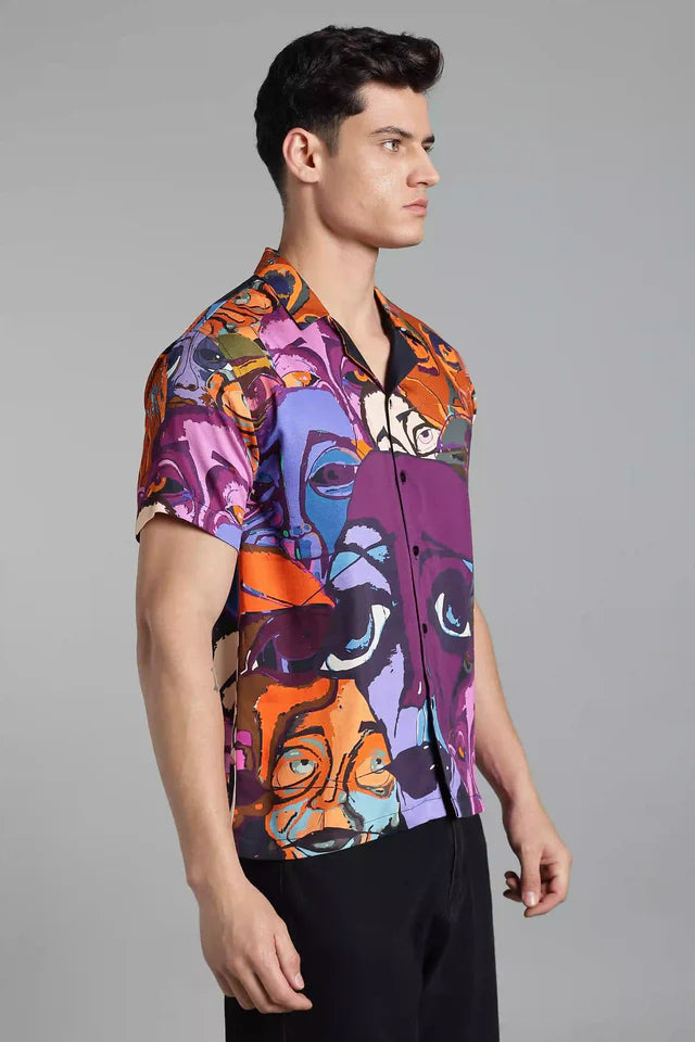 LYVN Relaxed Fit Surreal Identity Shirt - Purple