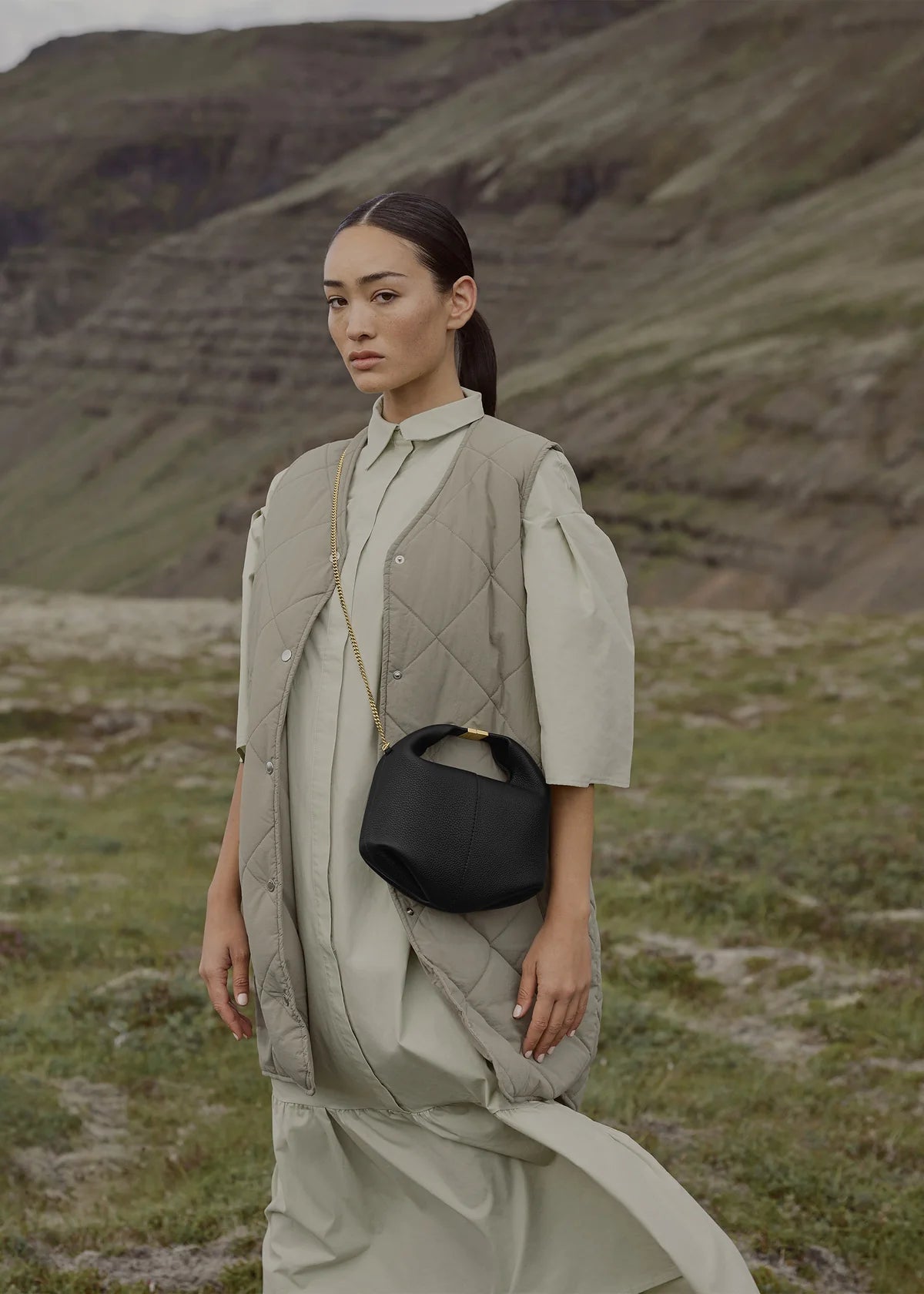 Polene Beri Edition Textured Bag - Black Chain