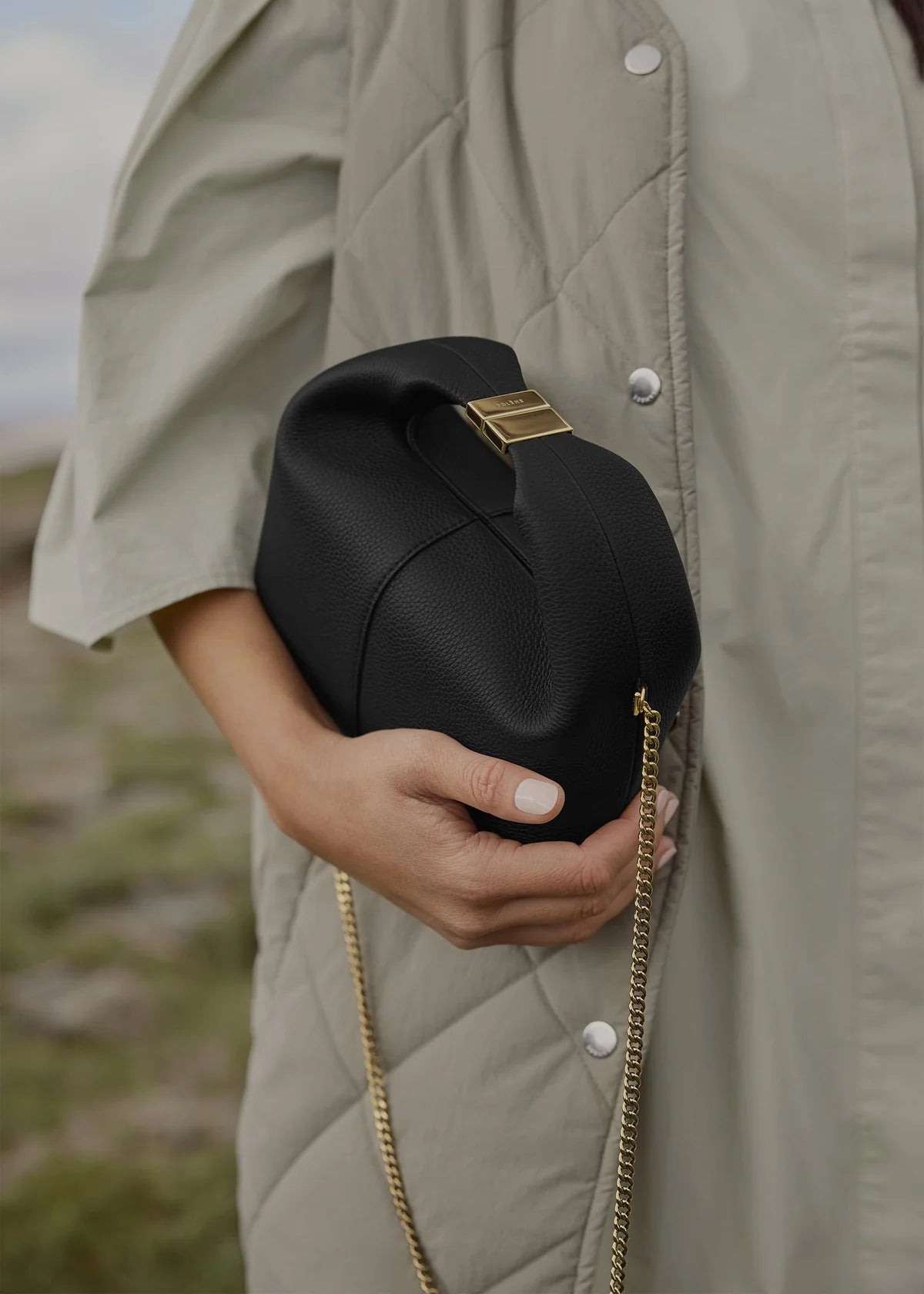 Polene Beri Edition Textured Bag - Black Chain