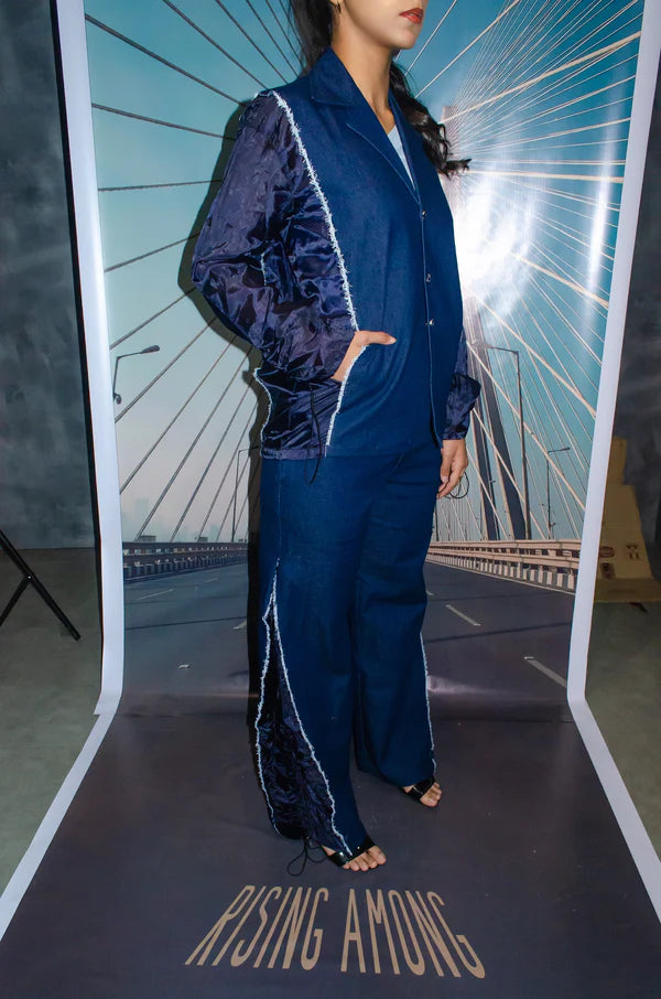 Rising Among Denim Fray Pant - Blue