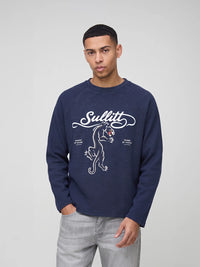 Sullitt Oversized Blue Waffle T-Shirt - Heritage Panther