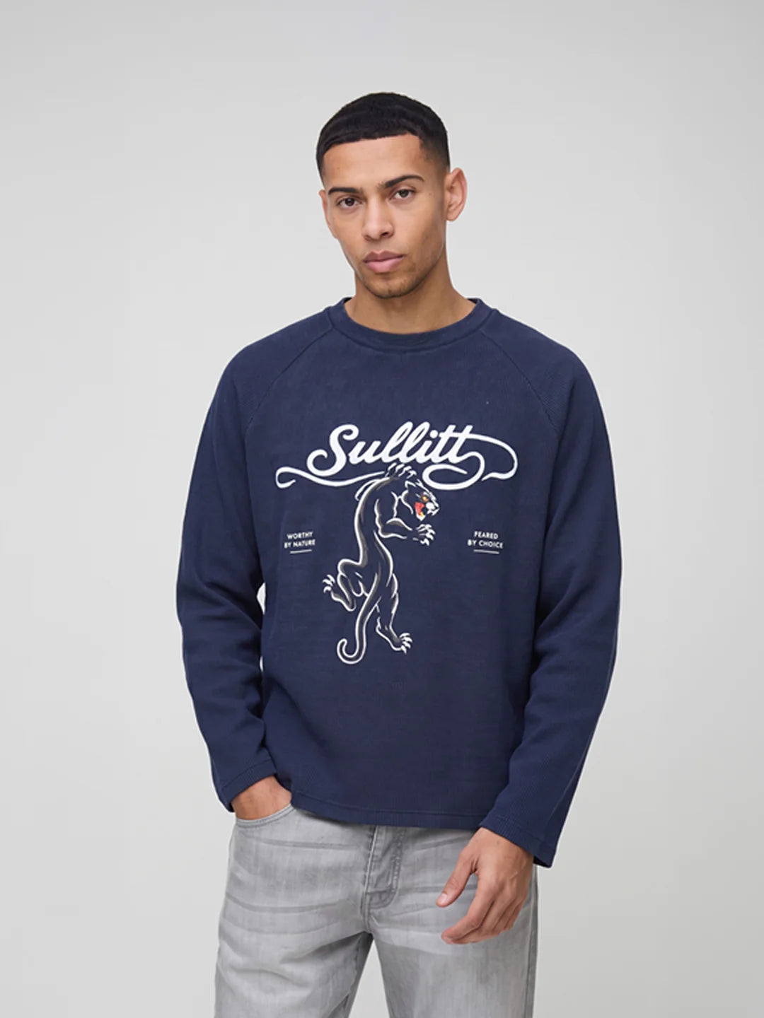 Sullitt Oversized Blue Waffle T-Shirt - Heritage Panther