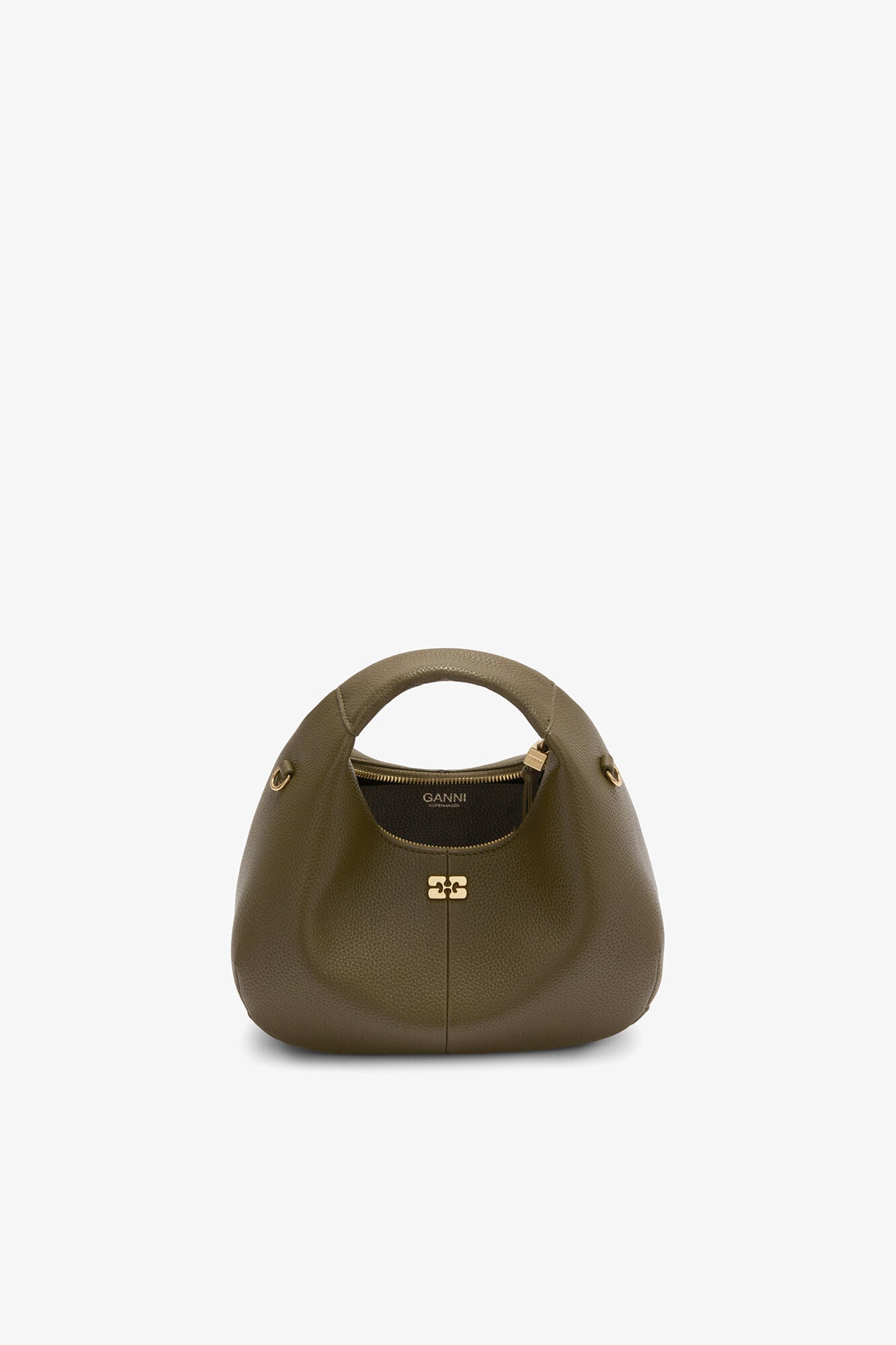 GANNI Mini Hobo Bag in Green - Military Olive