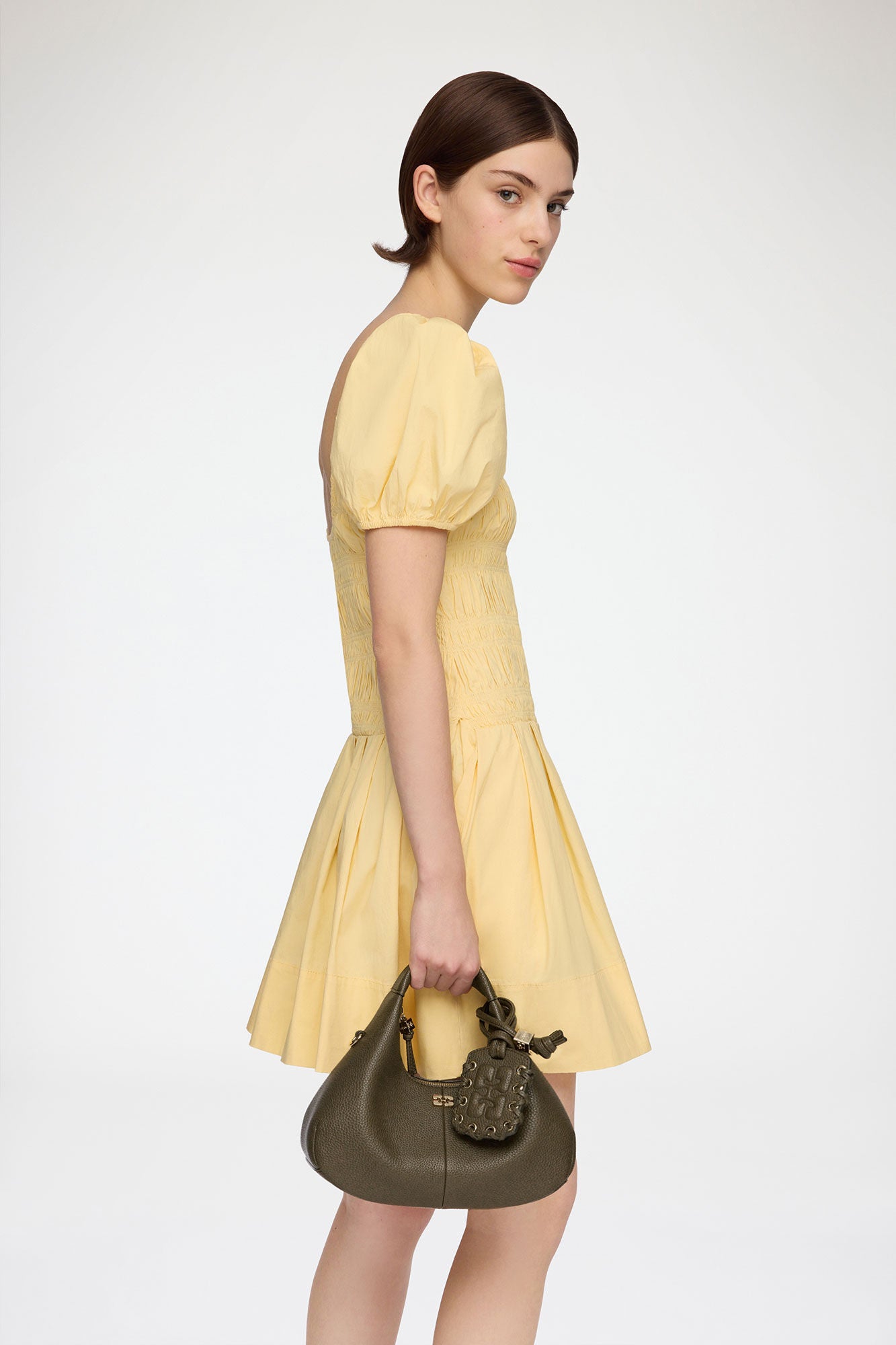 GANNI Mini Hobo Bag in Green - Military Olive