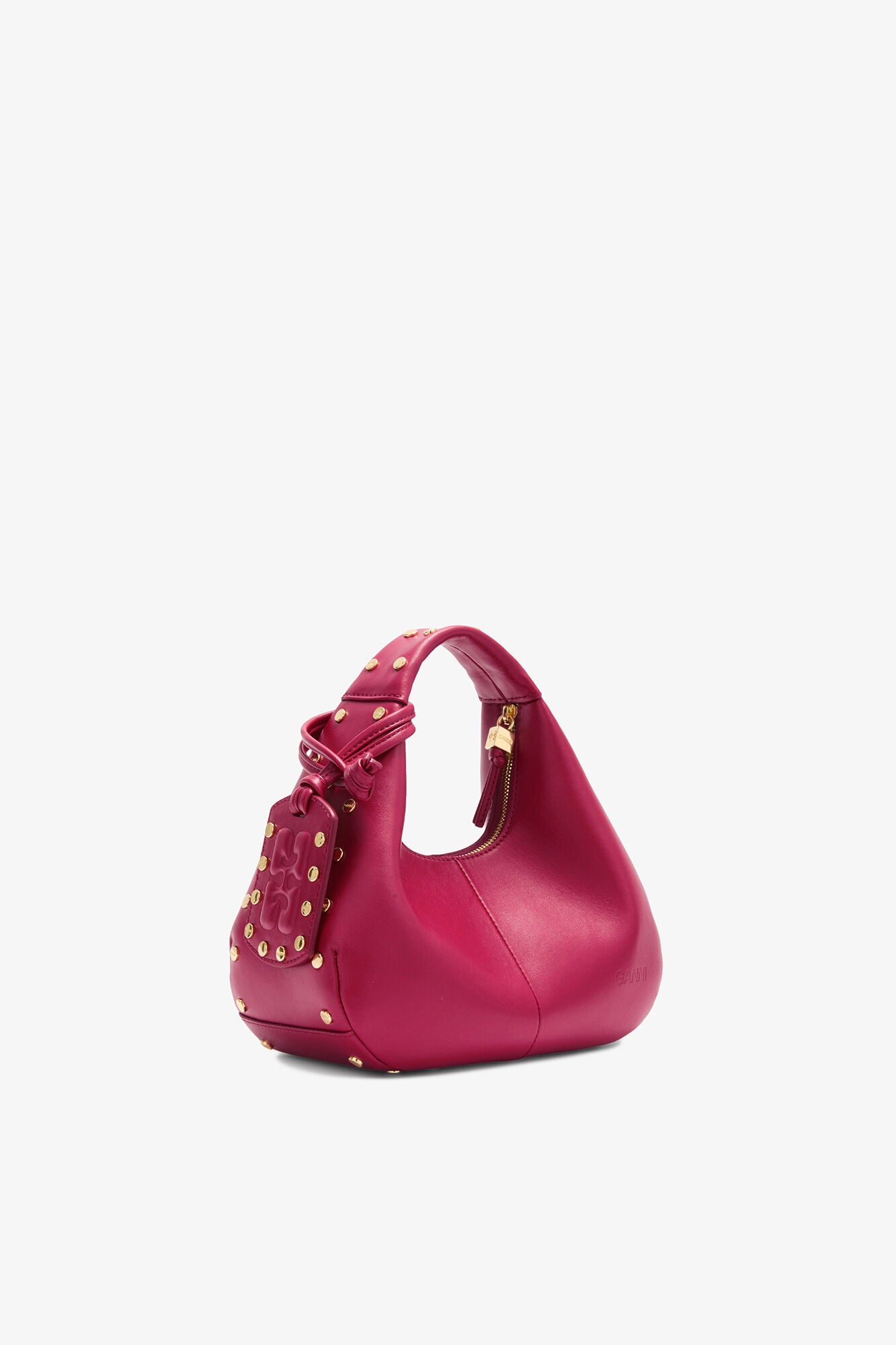 GANNI Mini Hobo Bag Studs in Red - Persian Red