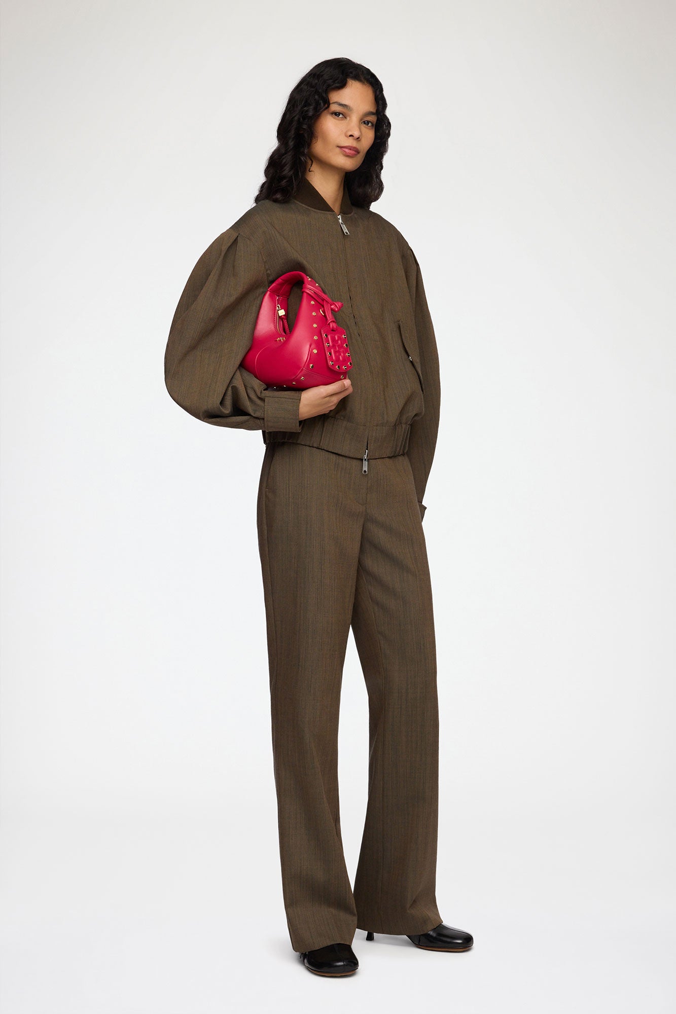 GANNI Mini Hobo Bag Studs in Red - Persian Red