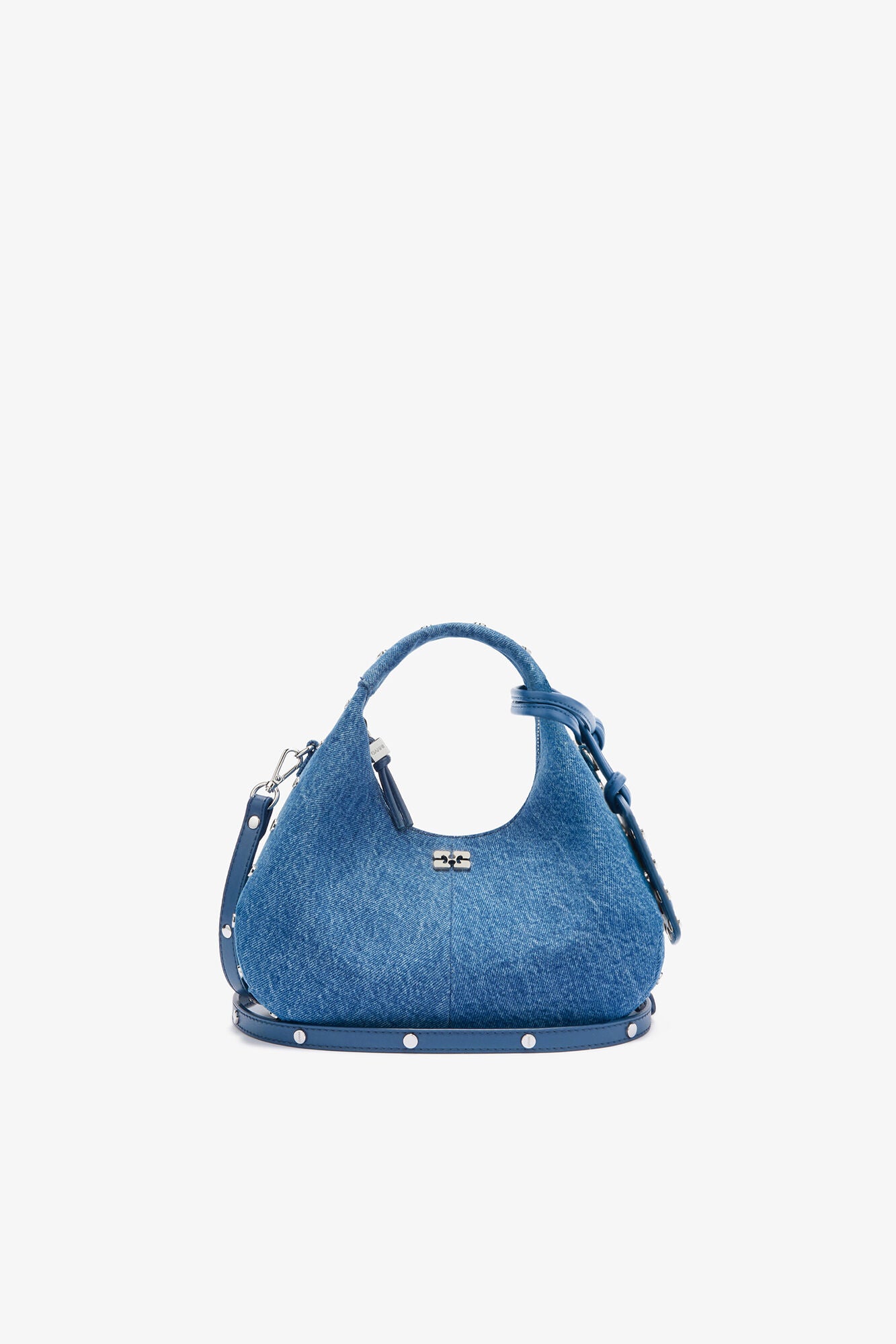 GANNI Mini Hobo Bag with Studs in Denim - Mid Blue Vintage
