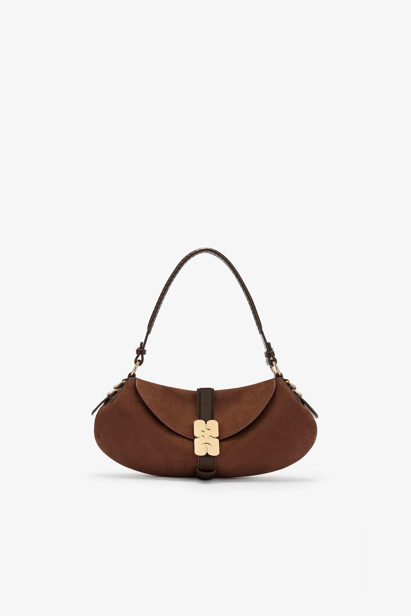 GANNI B-Kat Bag in Brown Suede - Chicory Coffee