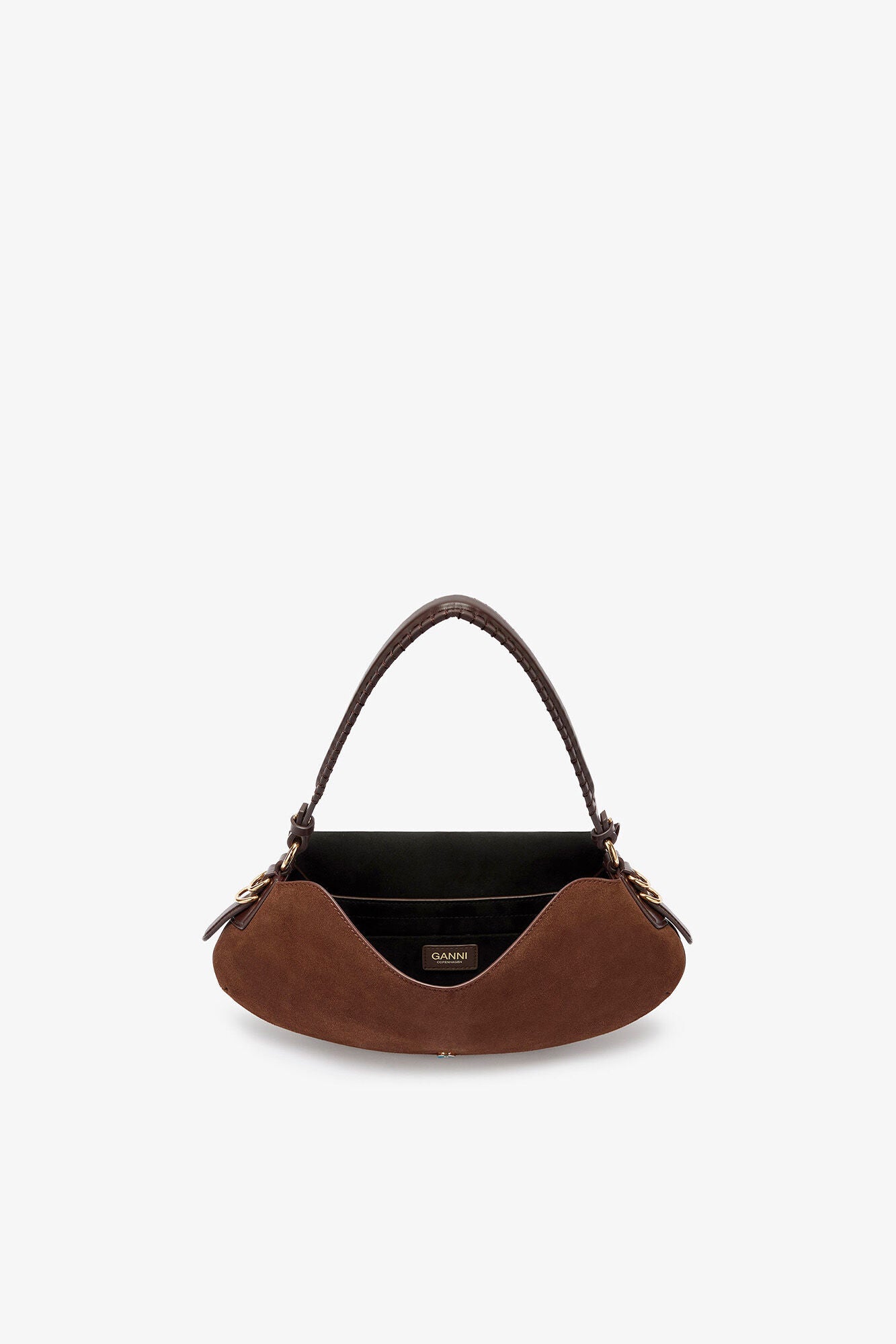 GANNI B-Kat Bag in Brown Suede - Chicory Coffee