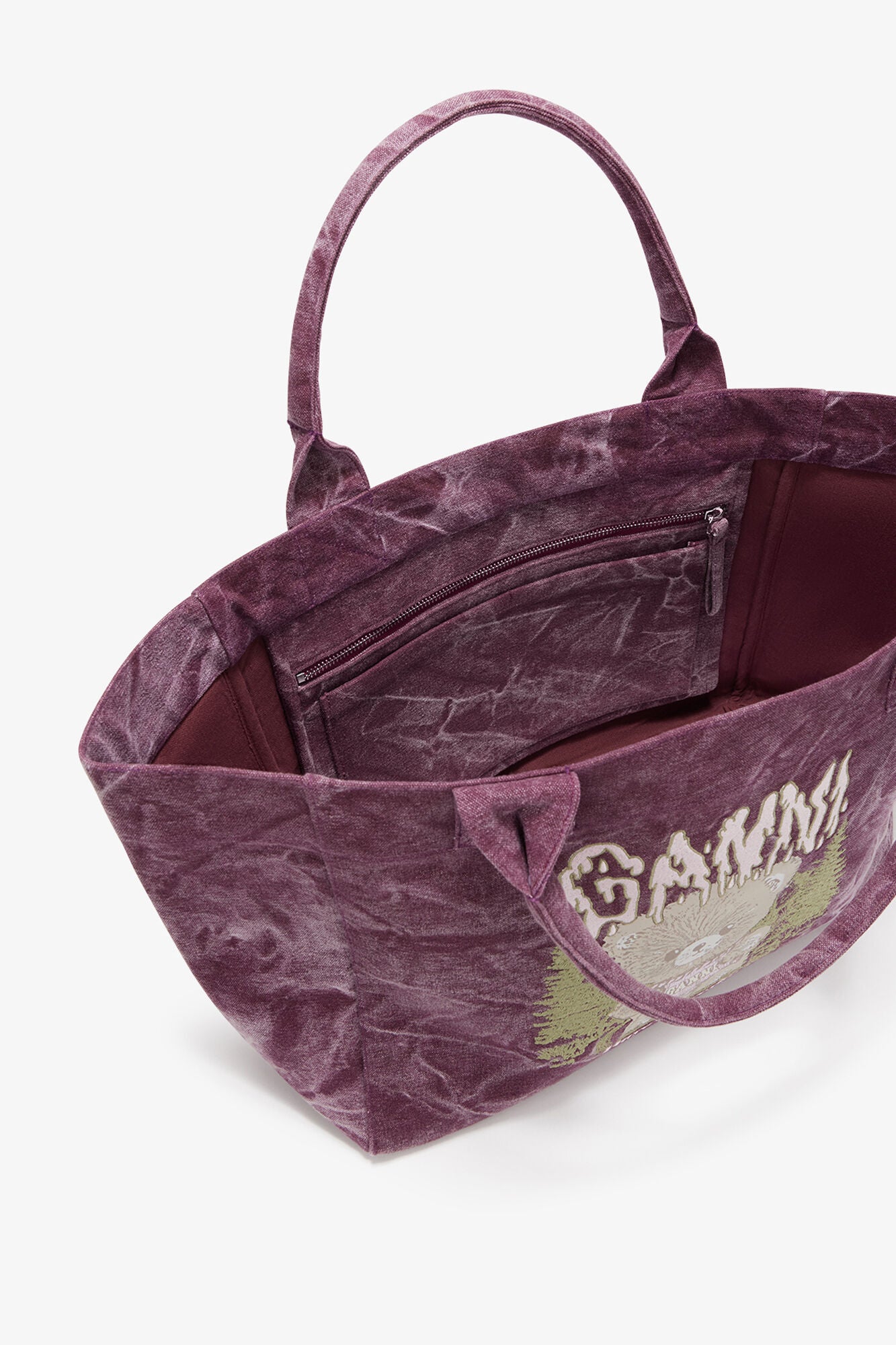 GANNI Medium Tote Bag with Forest Teddy - Port Royale