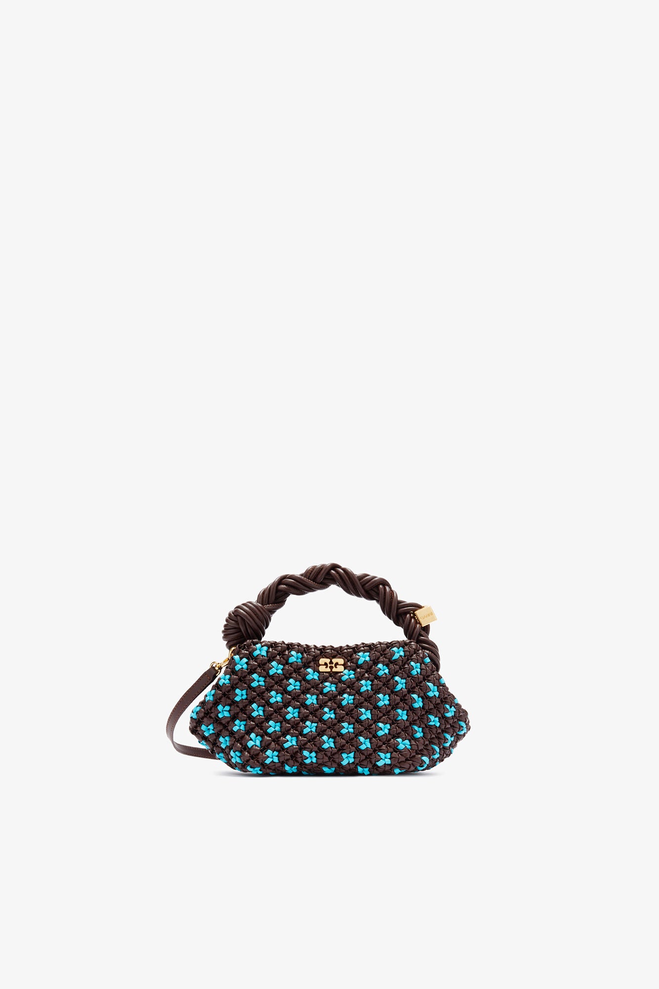 GANNI Mini Bou Bag in Braided Brown - Chicory Coffee