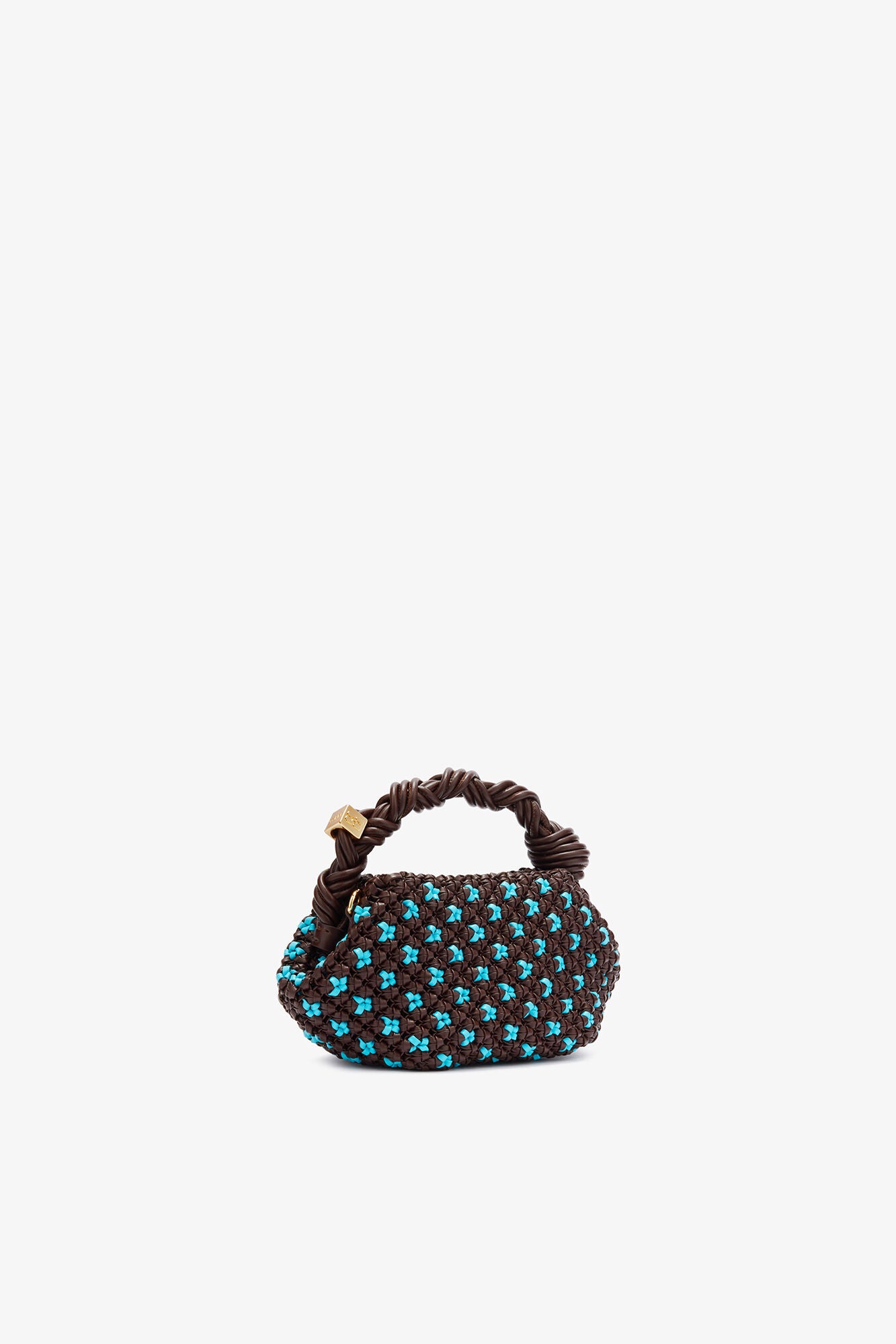 GANNI Mini Bou Bag in Braided Brown - Chicory Coffee