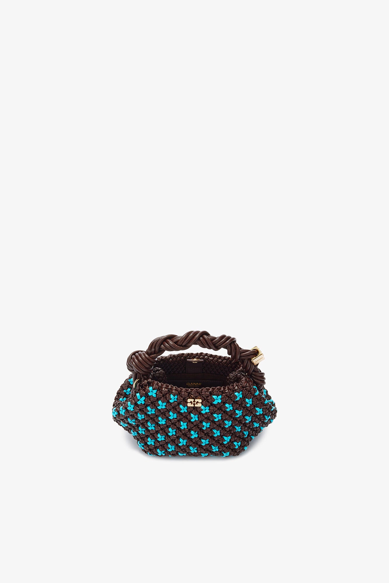GANNI Mini Bou Bag in Braided Brown - Chicory Coffee