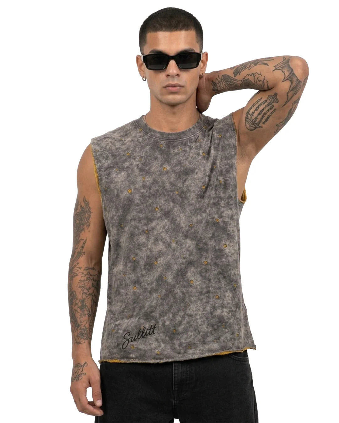 Sullitt Oversized Grey Tank - Slate Wash