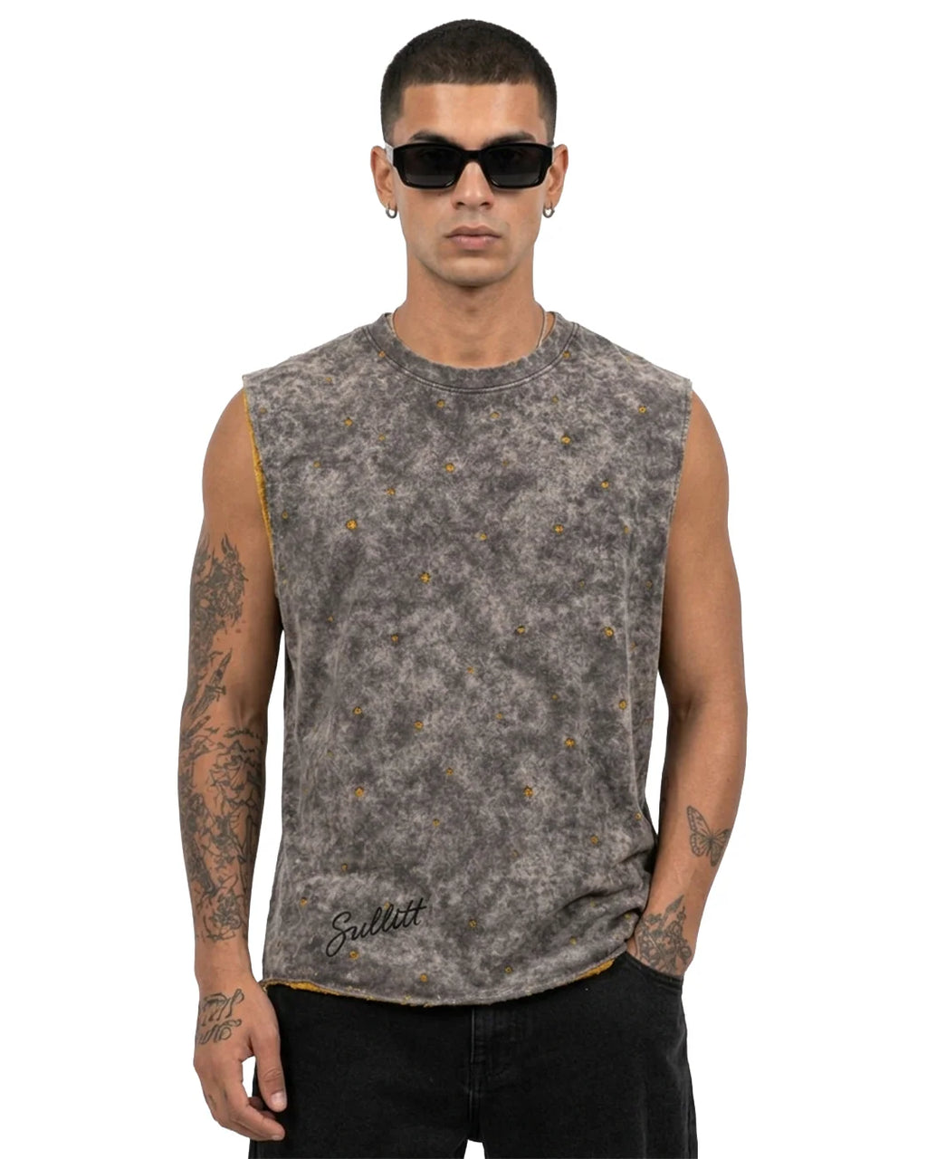 Sullitt Oversized Grey Tank - Slate Wash