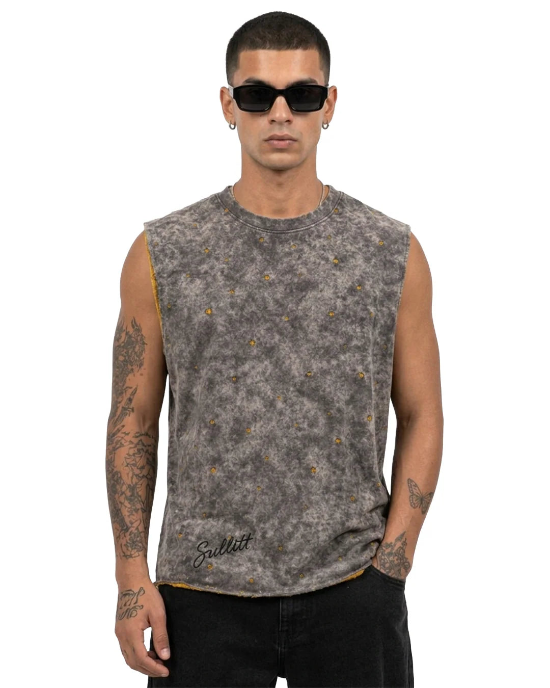 Sullitt Oversized Grey Tank - Slate Wash