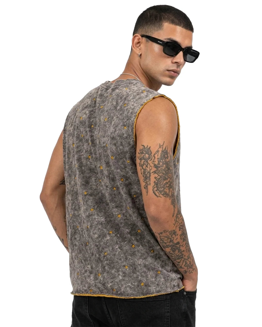 Sullitt Oversized Grey Tank - Slate Wash