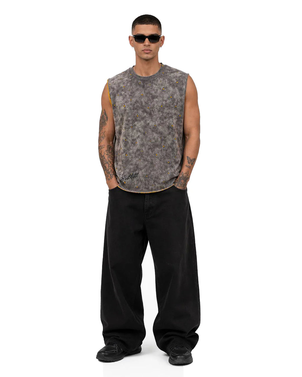 Sullitt Oversized Grey Tank - Slate Wash
