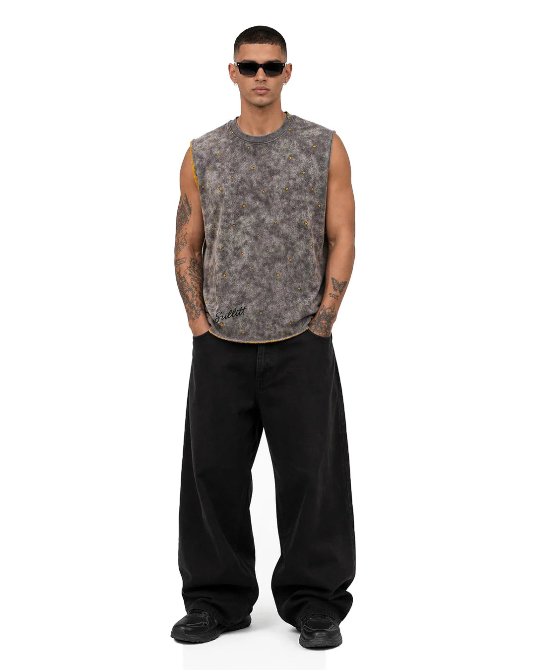 Sullitt Oversized Grey Tank - Slate Wash